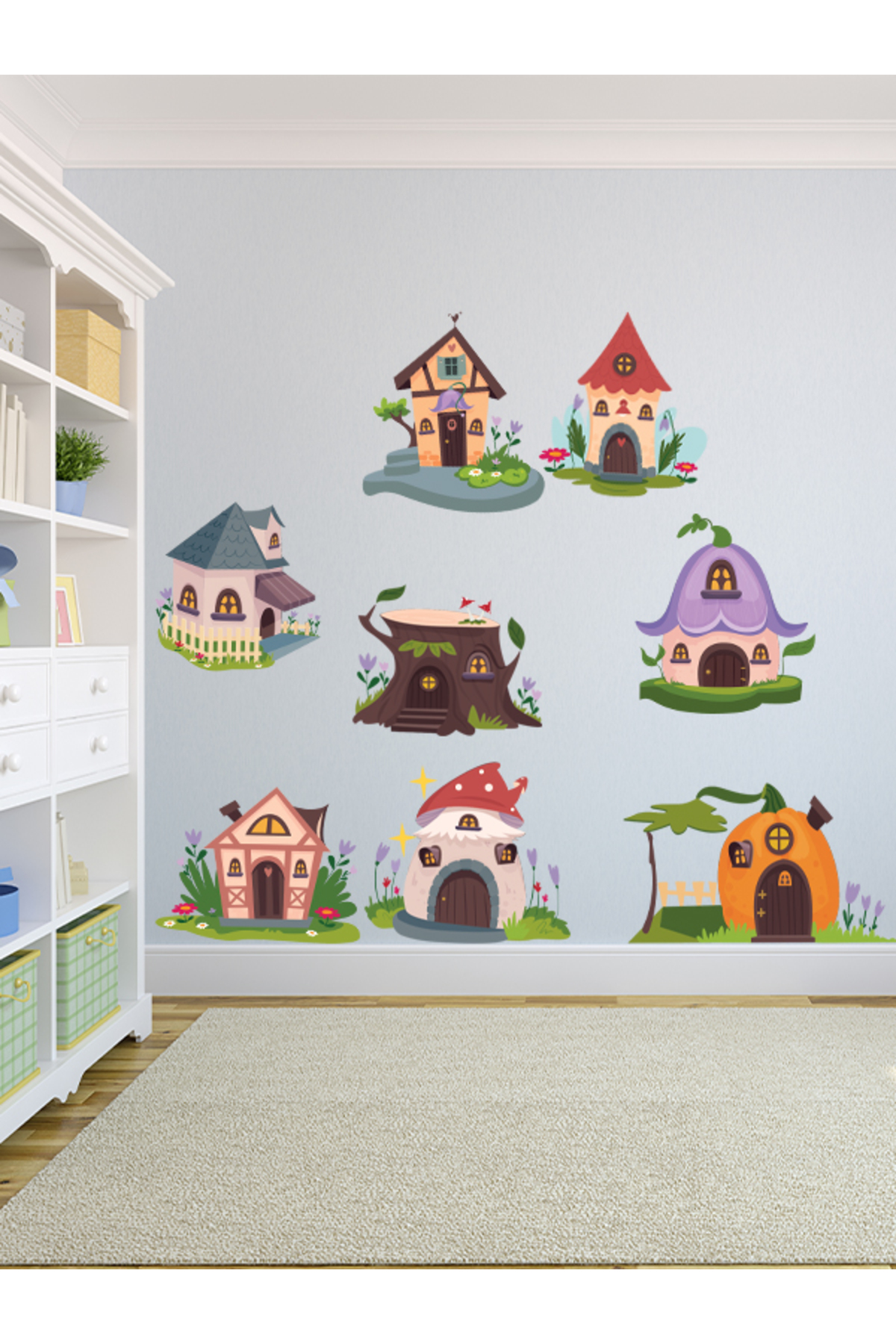Children's Room, Fairy Houses, Glass, Wall Sticker, 50 x 100 cm