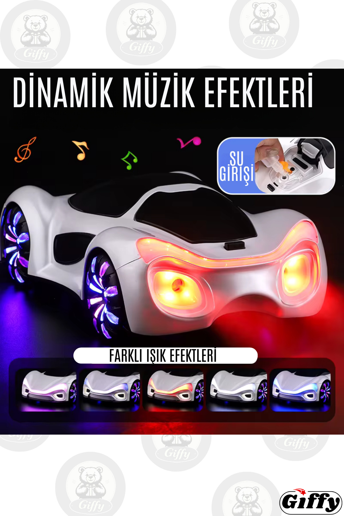 giffy Oyuncak Uzaktan Kumandalı Şarjlı Elektrikli Araba 4X4 Şarj İstasyonlu Led Işıklı Sesli Müzikli RC fotoğrafı 7 (önizleme)