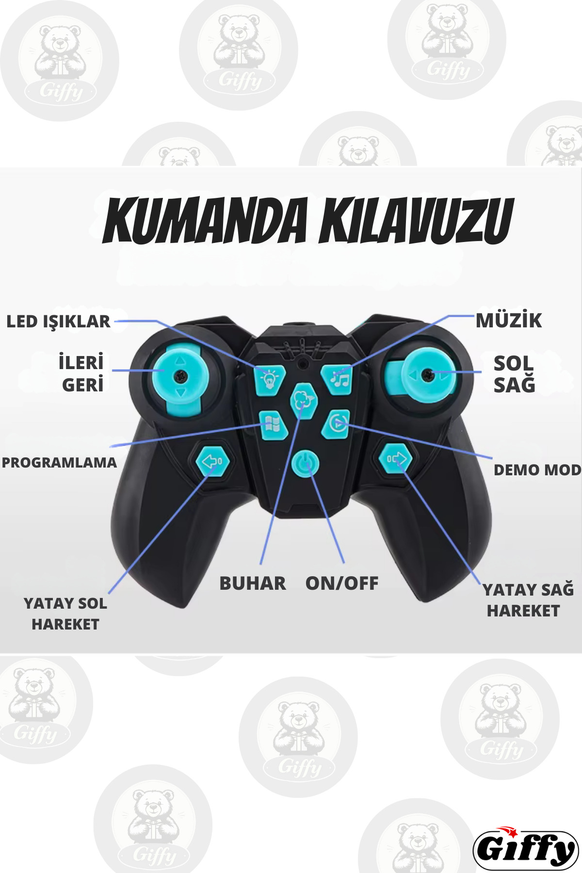 giffy Oyuncak Uzaktan Kumandalı Şarjlı Elektrikli Araba 4X4 Şarj İstasyonlu Led Işıklı Sesli Müzikli RC fotoğrafı 4 (önizleme)