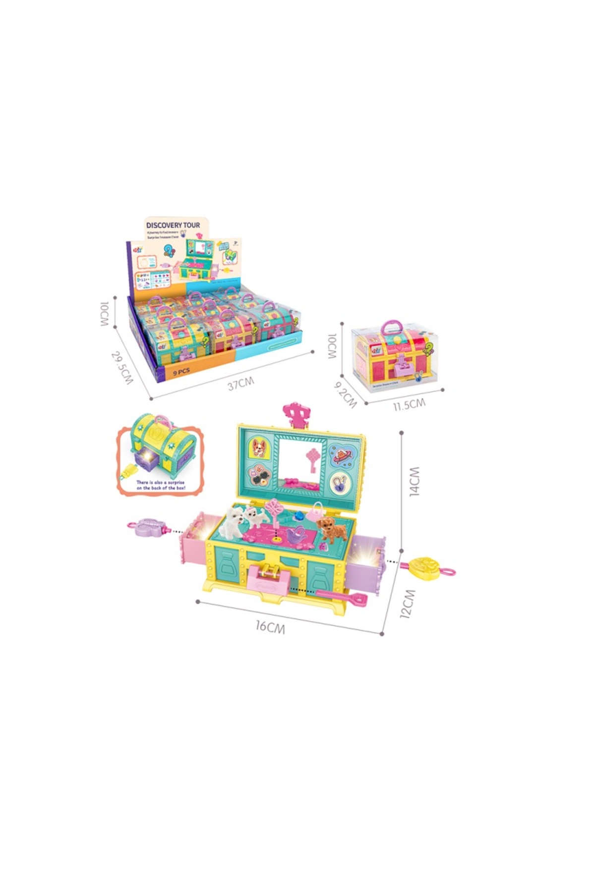 صندوق گنج شگفت‌انگیز با ۵ کلید مخفی، لوازم جانبی شگفت‌انگیز و برچسب ۱۶ سانتی‌متری