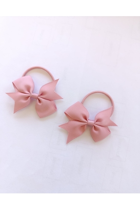 chibi 2'li Pembe Kurdele formunda Lastik Toka seti - Kız çocuk Okul Tokası