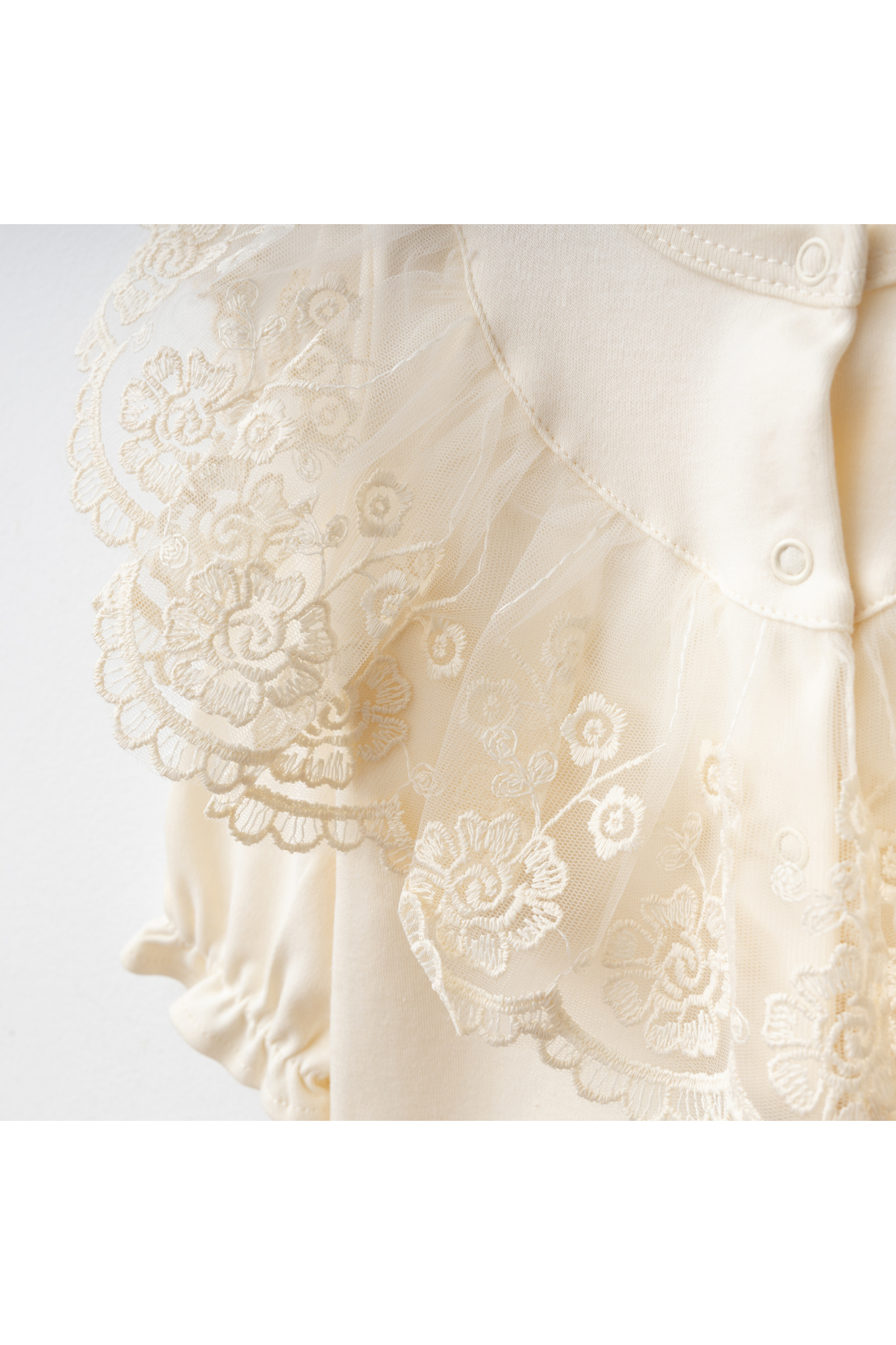 Miniday Baby Kız Bebek Dantelli Mevlütlük Tulum Bandanalı fotoğrafı 4 (önizleme)