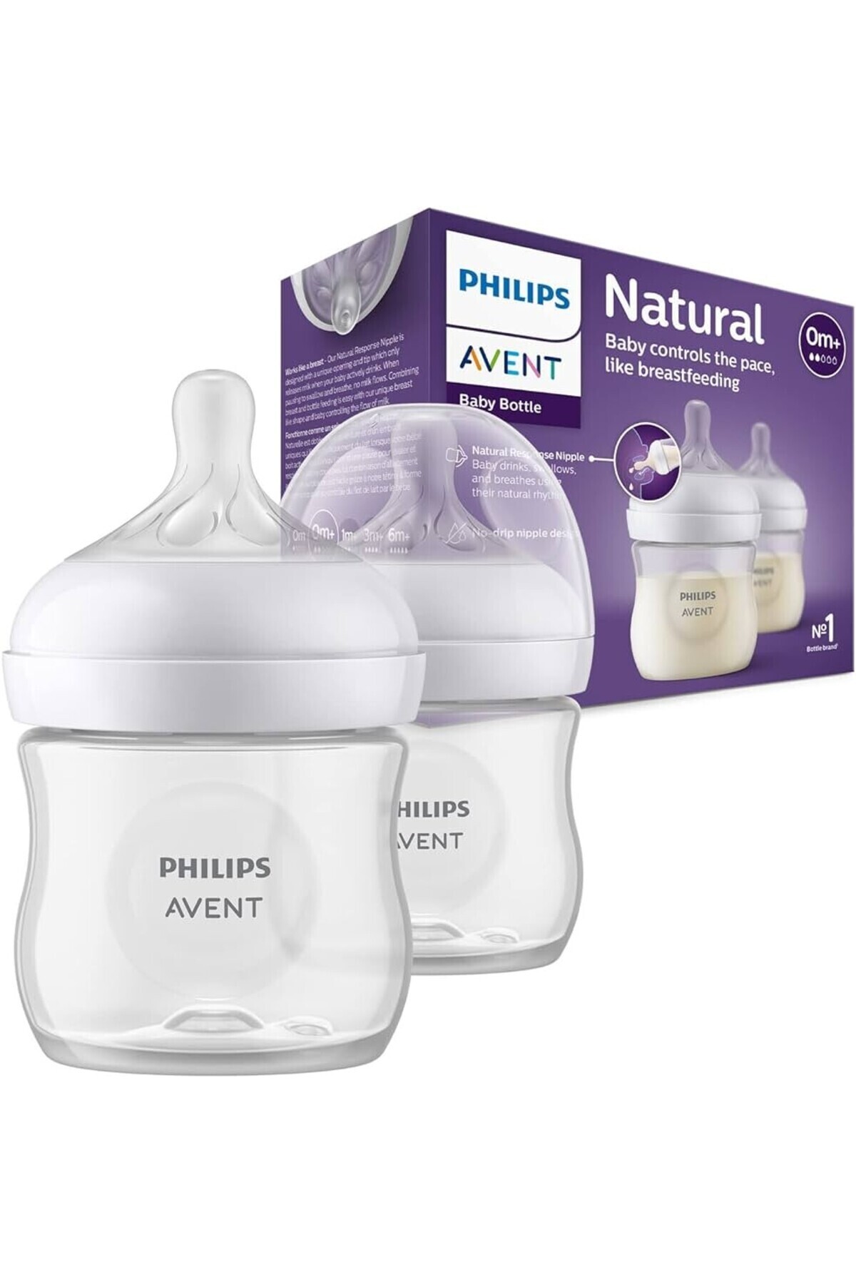 Philips Avent 125ml Baby Bottles with Natural Response Technology - Newborn -...