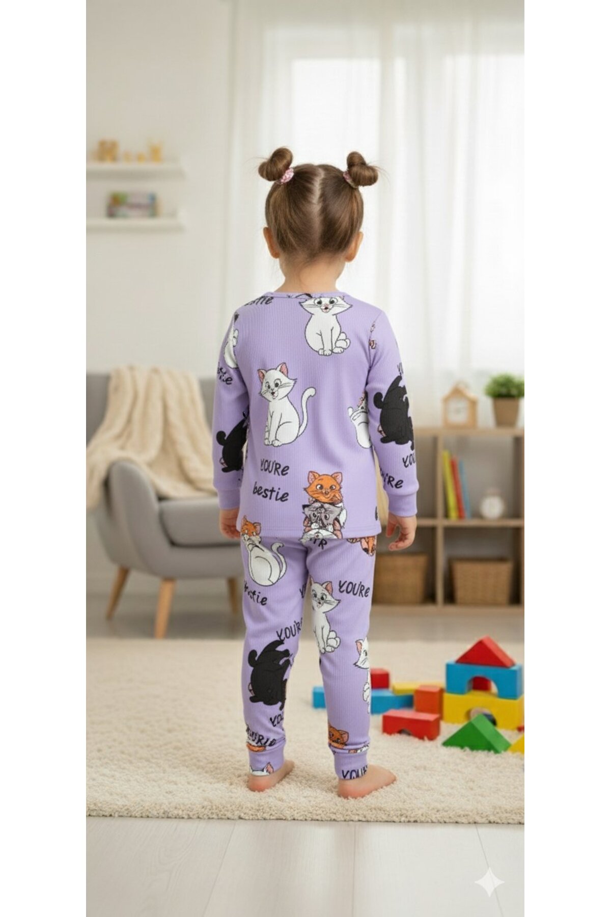 Yalçınoğlu Kids Kız Çocuk Pijama Takımı I Uzun Kollu Rahat Ev Giyim I Pamuklu - Yumuşacık Kız Çocuk Takım fotoğrafı 7 (önizleme)