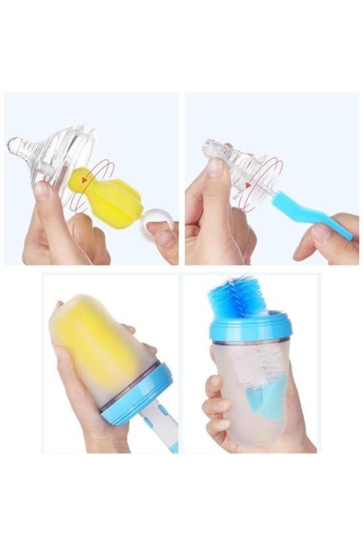 N&M STORE 7 Parça Biberon Uzun Kavanoz Termos Suluk Sürahi Yağ Şişe İçi Temizleme Fırçası Aparatı Seti