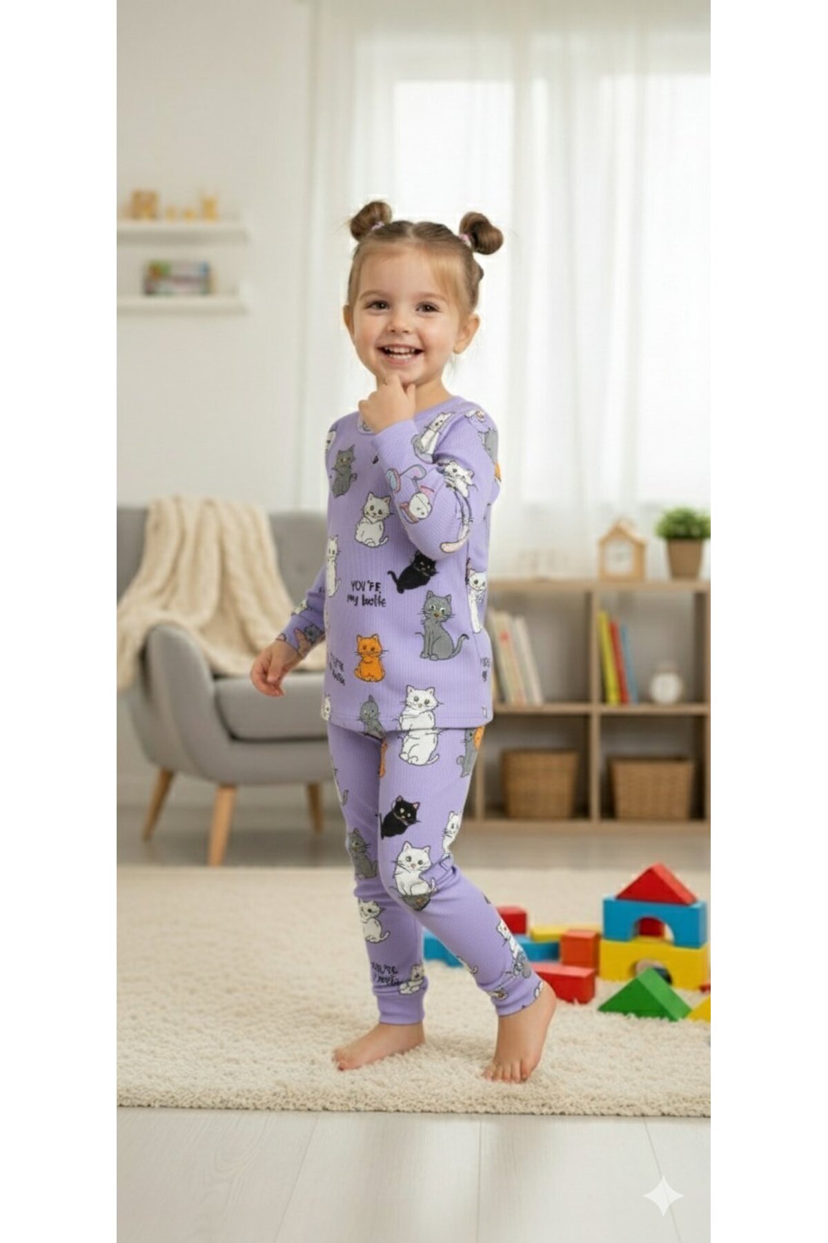 Yalçınoğlu Kids Kız Çocuk Pijama Takımı I Uzun Kollu Rahat Ev Giyim I Pamuklu - Yumuşacık Kız Çocuk Takım fotoğrafı 6 (önizleme)