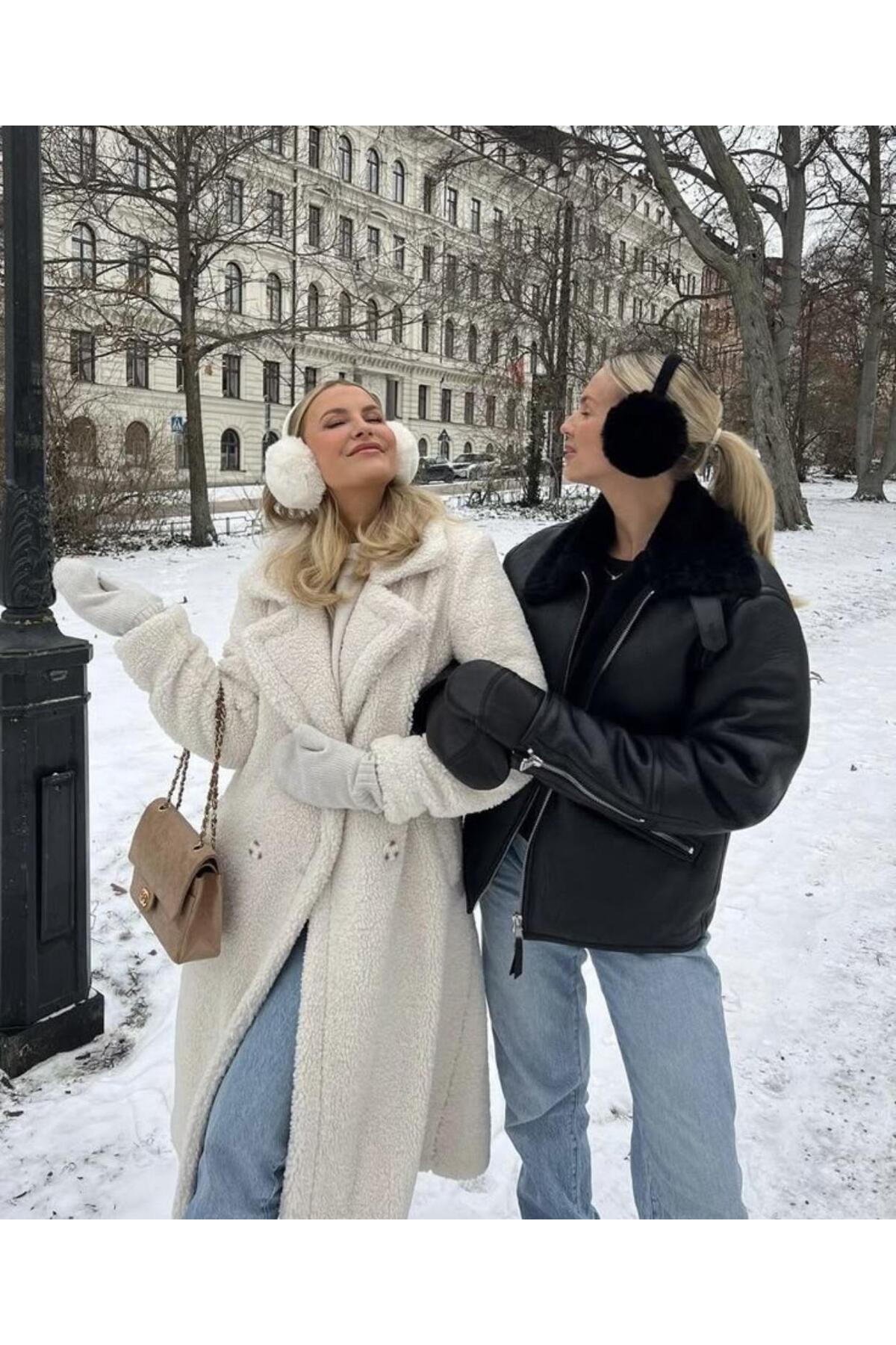 Wearflawless Siyah Peluş Katlanabilir Siyah Kulaklık , Soğuktan Koruyucu Peluş Kışlık Kulaklık, Kışlık Hediye görsel 5