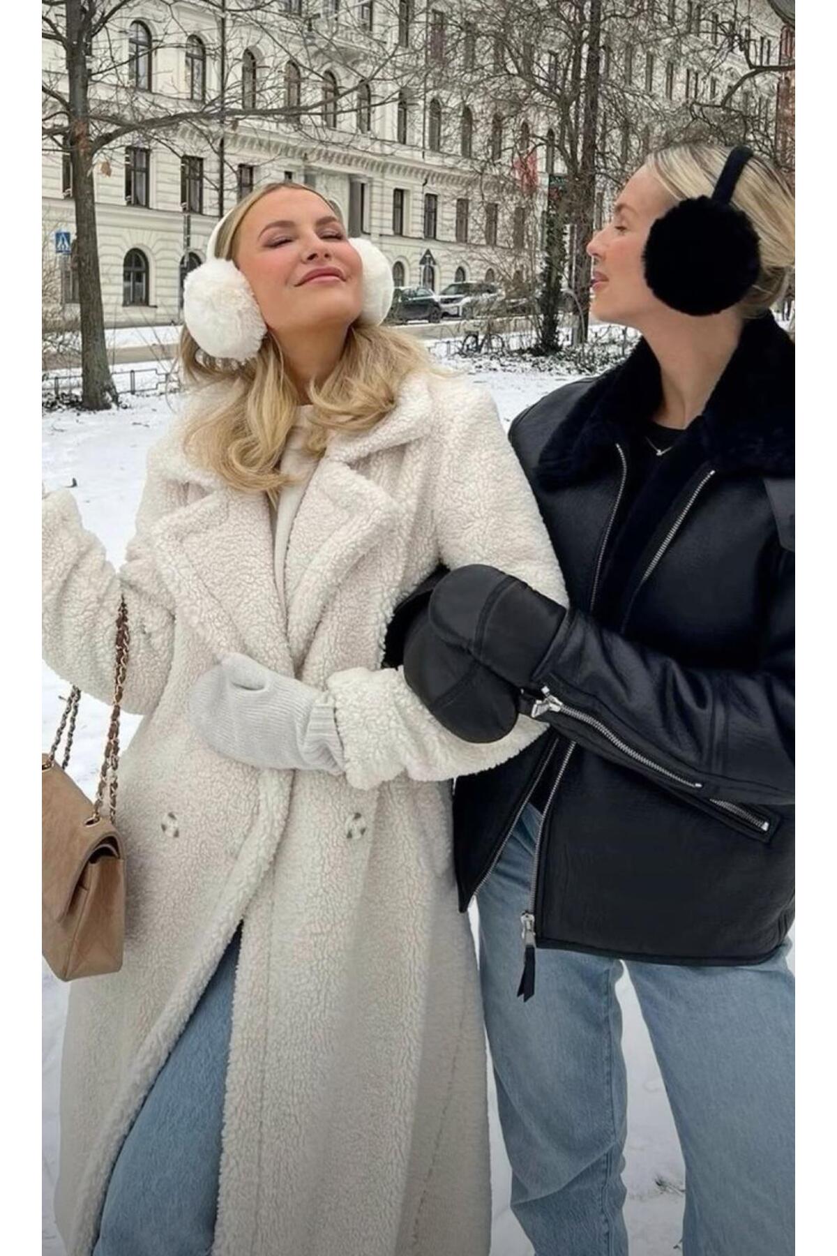 Wearflawless Siyah Peluş Katlanabilir Siyah Kulaklık , Soğuktan Koruyucu Peluş Kışlık Kulaklık, Kışlık Hediye görsel 6