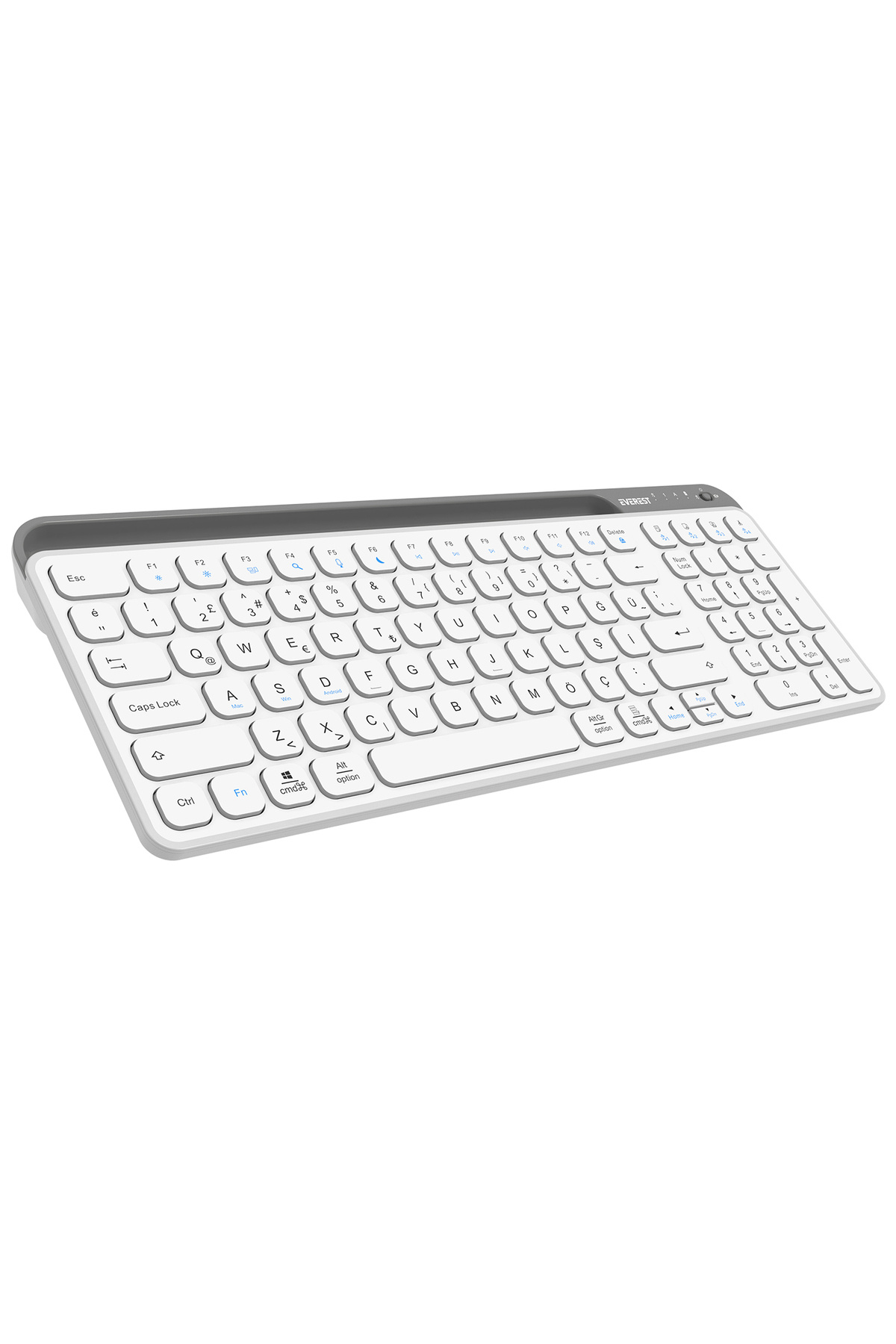 Everest KB-BT90 Beyaz/Gri Bluetooth+ 2.4Ghz Şarjlı Q Mac/Win/Android/Ios Uyumlu Kablosuz klavye