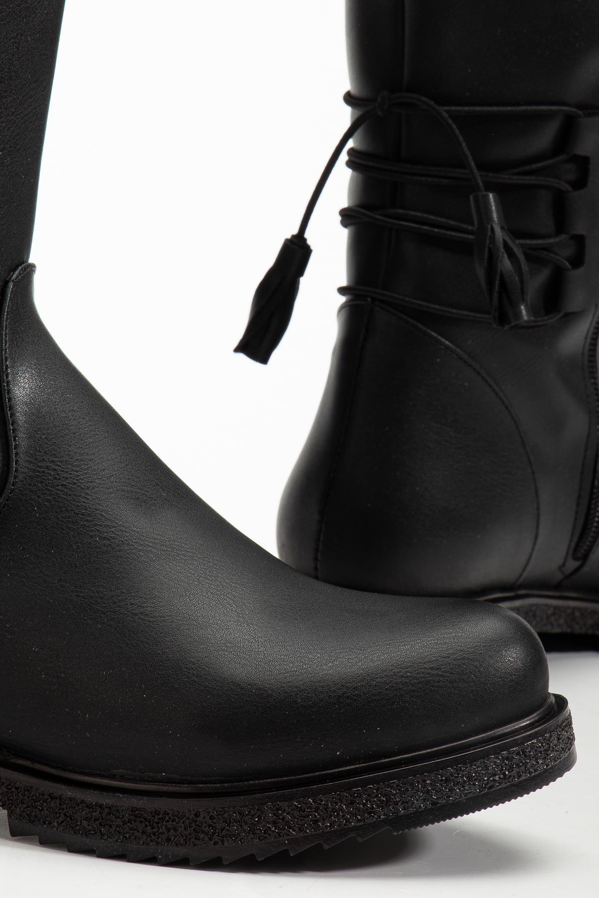SUİNS SHOES Suins Pline Model Siyah Kadın Fermuarlı Çizme görsel 4