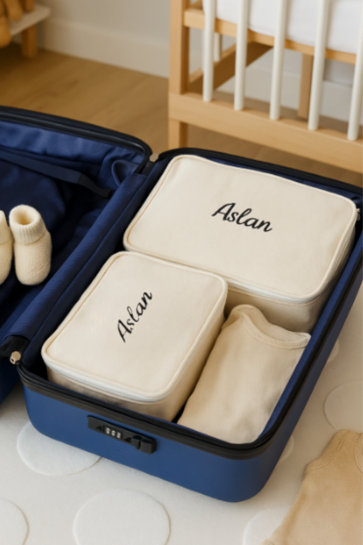 Mama Yoyo Baby Kids Kişiye özel NAKIŞLI Anne Bebek Doğum Hastane Düzenleme Bavul Çantası Hastane Çıkışı Hurç Seti fotoğrafı 3 (önizleme)