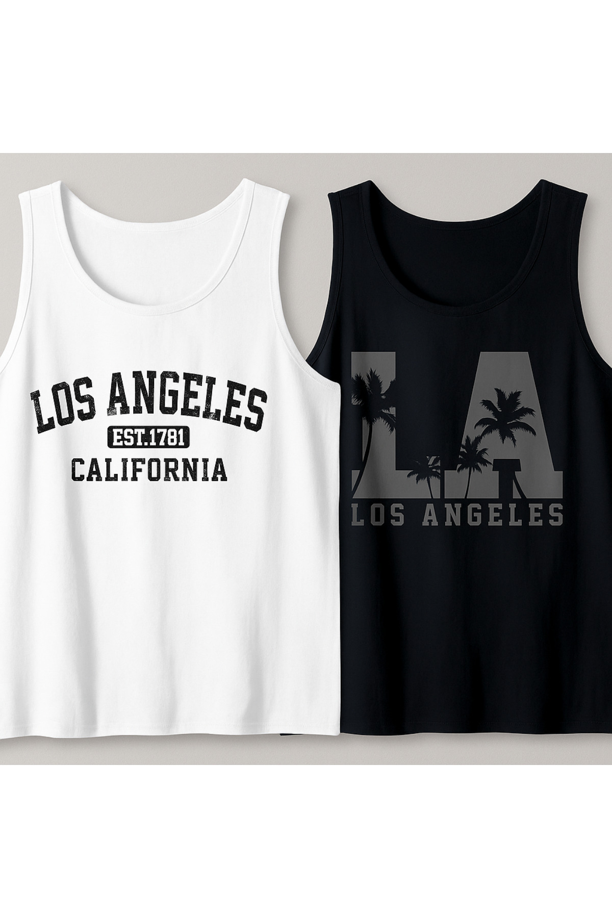 MARKATEM 2'li losangeles baskılı pamuklu unisex geniş kesim ATLET