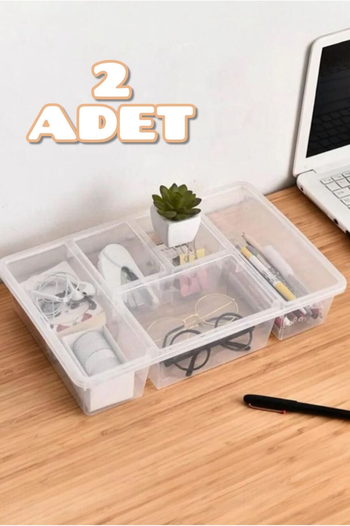 Bayev 2 Adet Luna Kapaklı Ofis Çekmece İçi Düzenleyici Lego Saklama Kutusu Ofis Masa Üstü Organizer