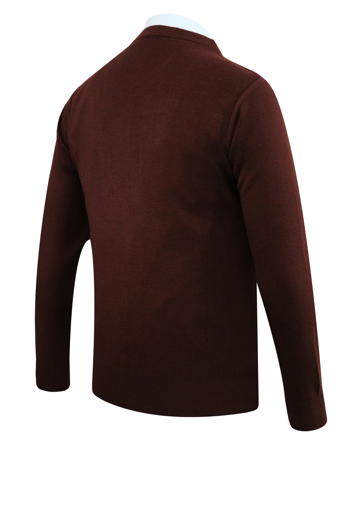 Çizgi Triko  Erkek Düğmeli Bordo Hırka Cepli Kabarmalı Çelik Örgü Klasik Kalıp - 5215M - Görsel 6