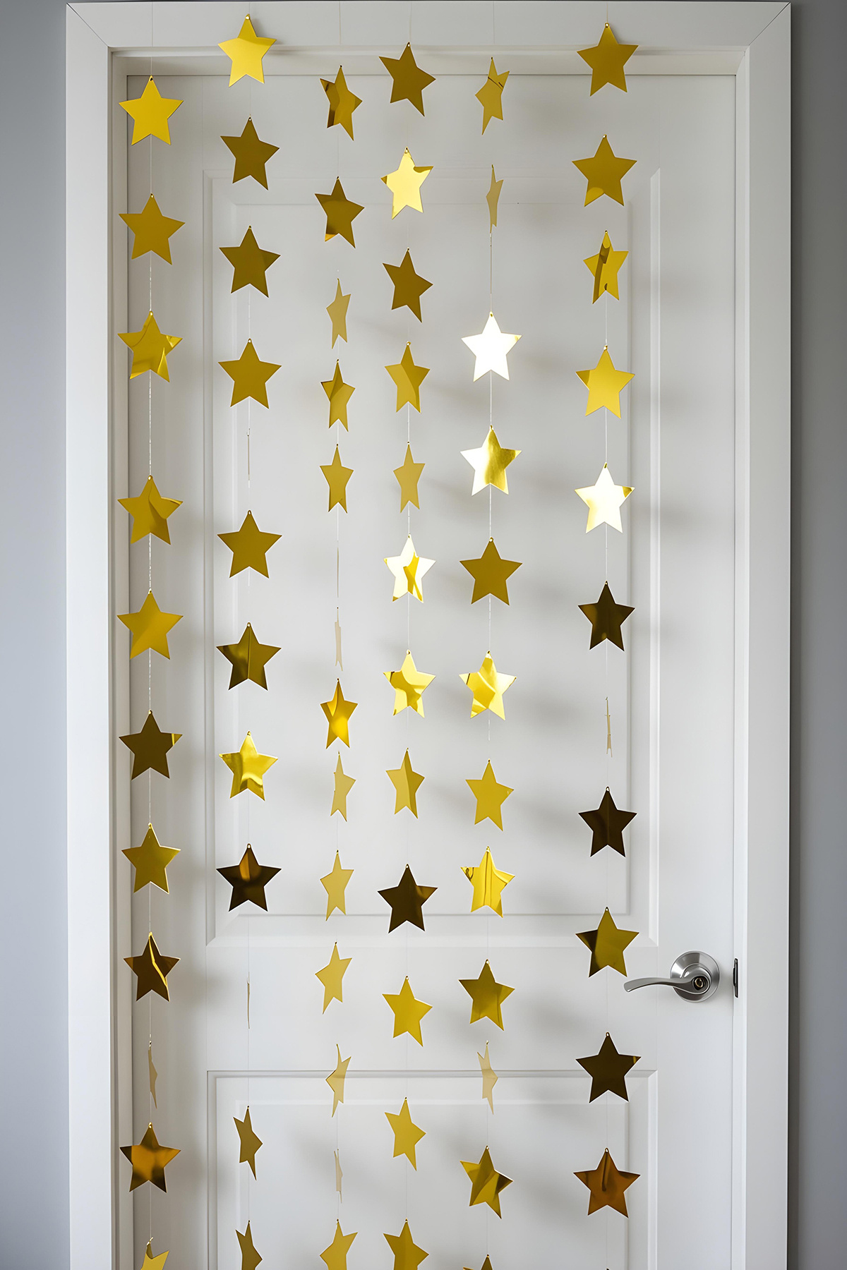 Parti Atölyesi Gold 5 Metre 30 Adet Yıldızdan Oluşan Harika Dekorasyon Yılbaşı Hallowen Ramazan Süslemeleri