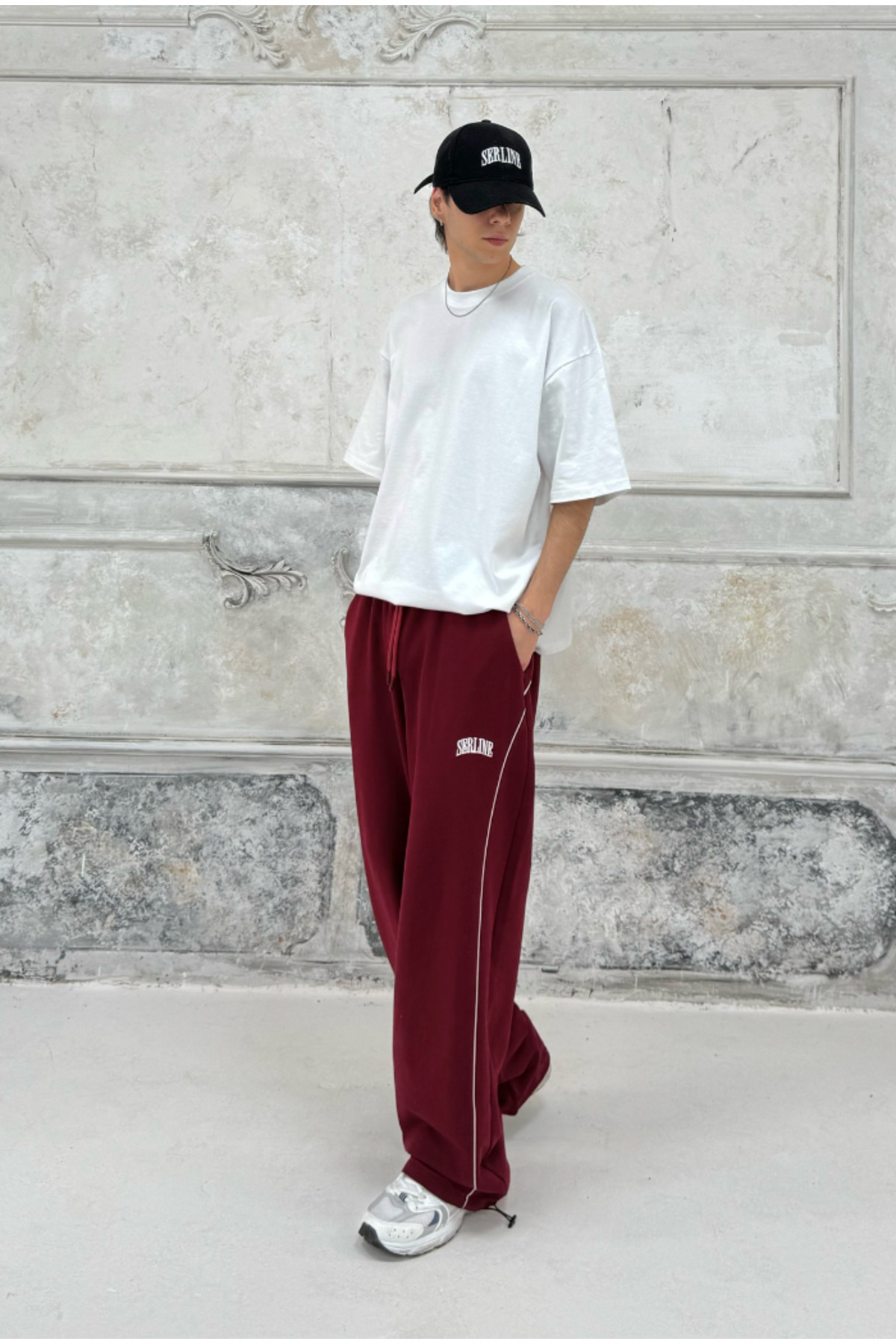 serline  Yazlık-Serline Nakış Çizgili Stoper Paça Eşofman - Görsel 4