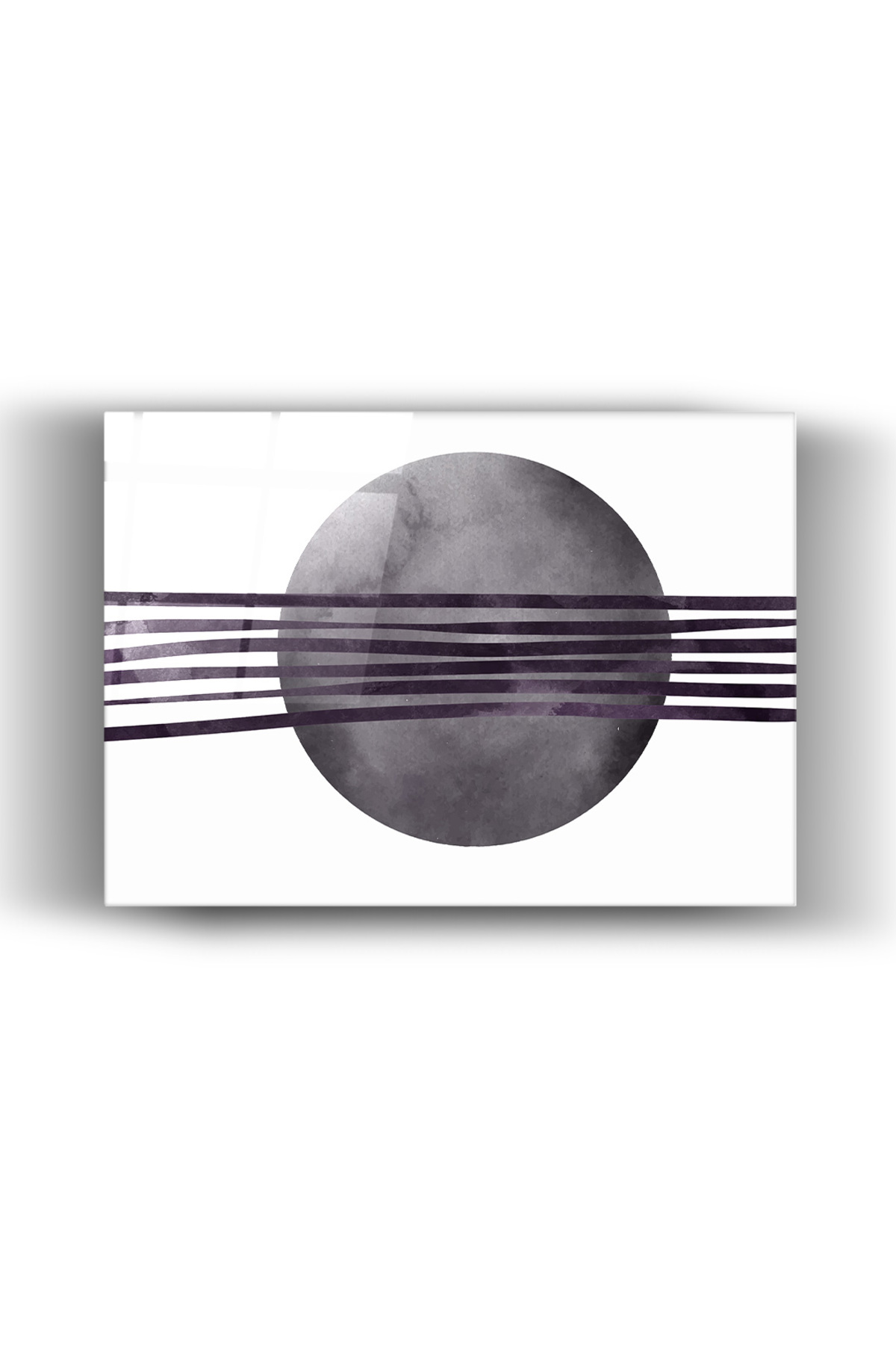 Bauhaus Minimal Daire Siyah Beyaz-Cam Tablo-Ev Ve Ofis Dekorasyonu