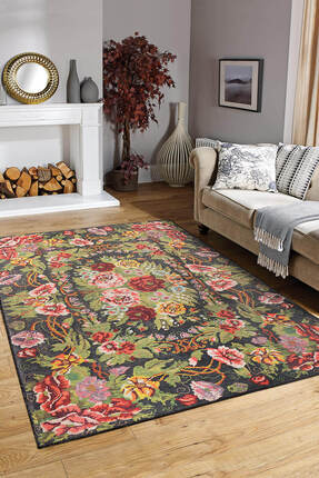 ARTLOOP Soul Etnik Karabağ Çiçek Desenli Dokuma Taban Dekoratif Renkli Halı A...