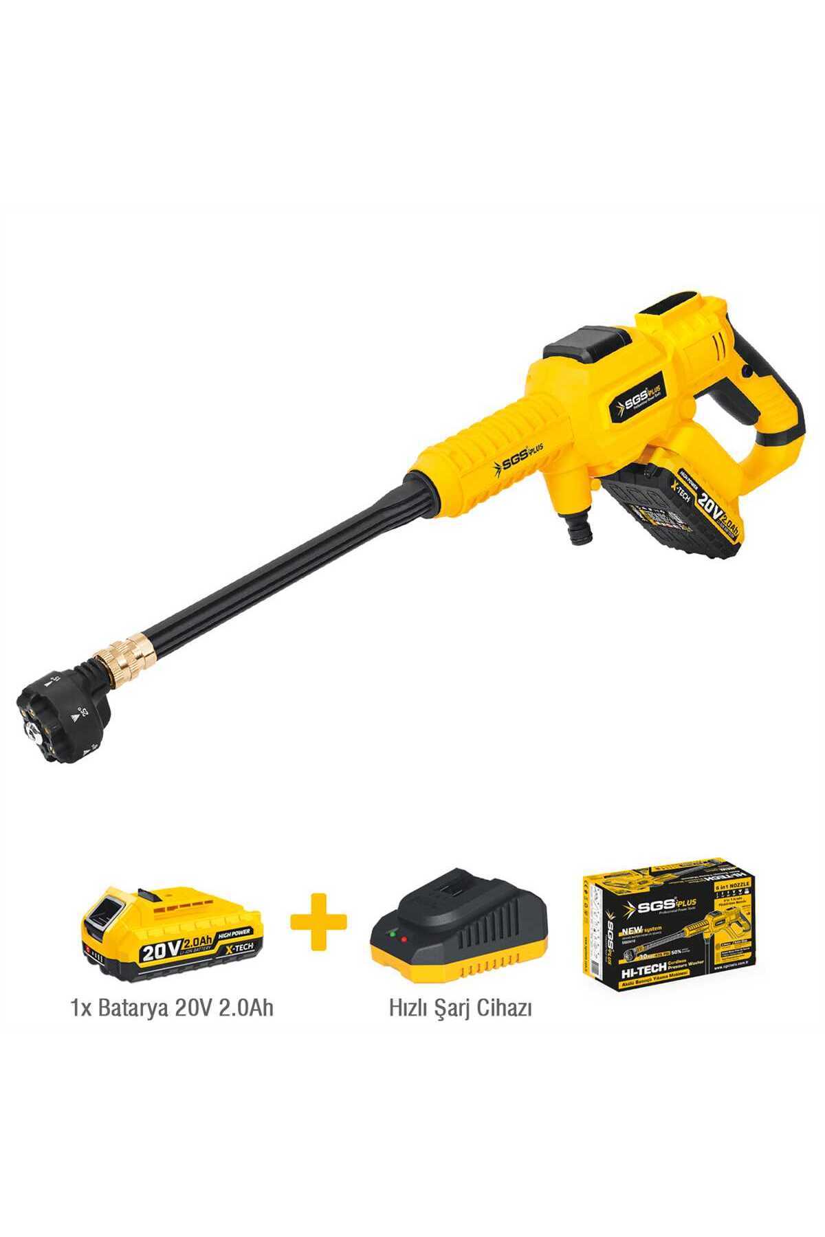 Sgs Plus Akülü Basınçlı Yıkama Makinesi Seti 30 bar 435 PSI 2.0 Ah