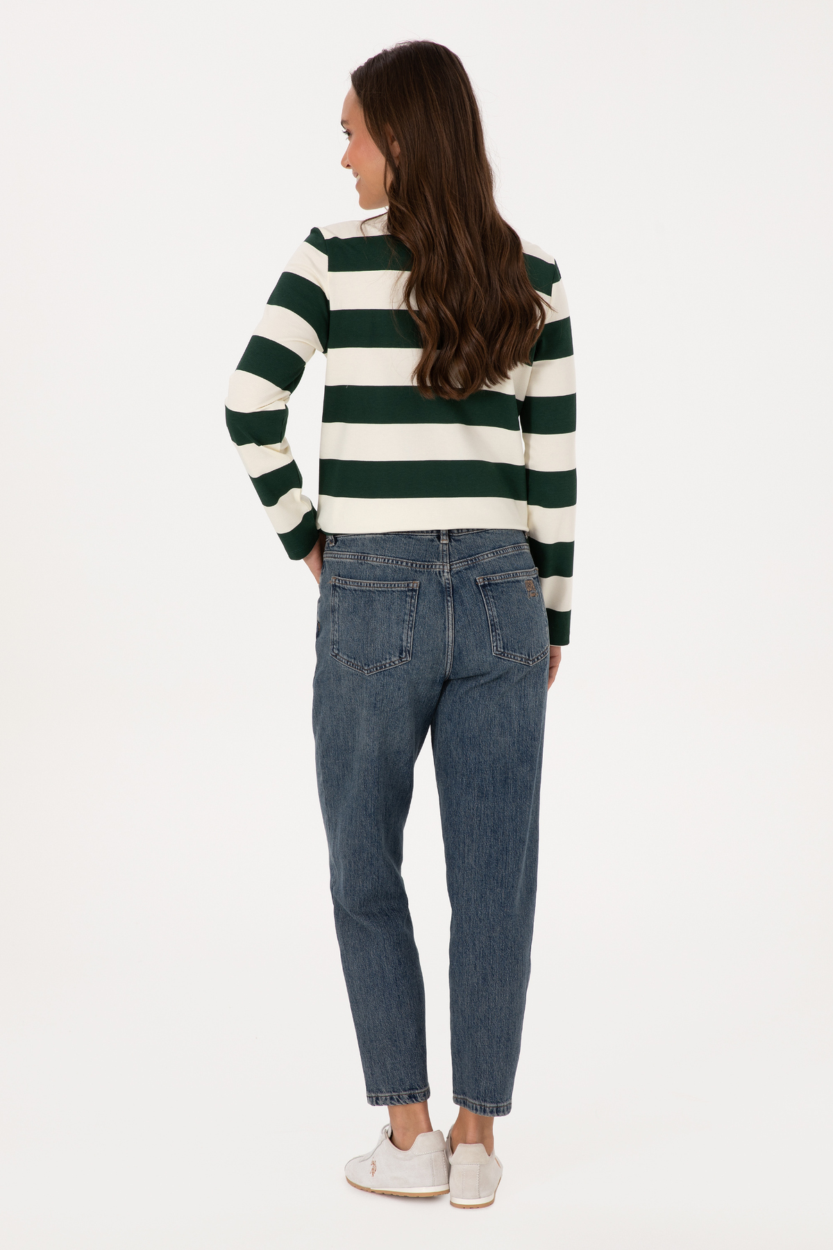 U.S. Polo Assn. Kadın Yeşil Mom High Waist Fit Jean Pantolon 50308815-DN0030 görsel 4