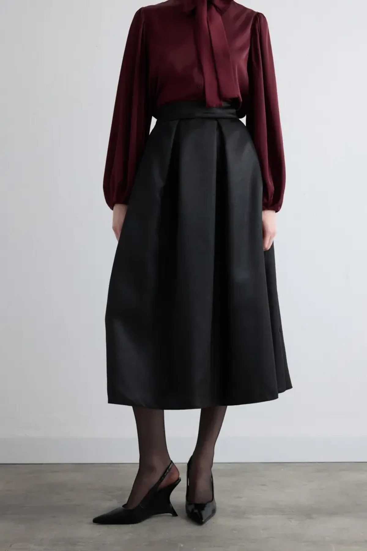 Gusto  Tafta Midi Etek - Siyah - Görsel 2