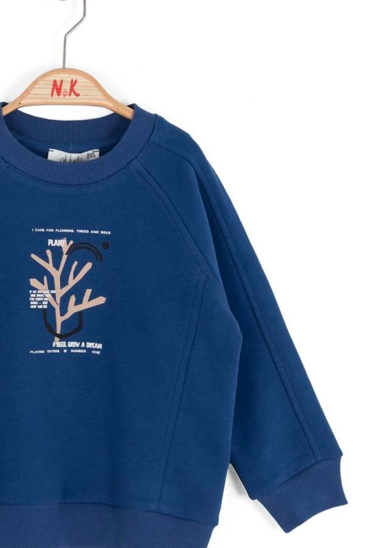 NK Erkek Bebek Plant Sweatshirt 1-4 Yaş Mavi fotoğrafı 2 (önizleme)