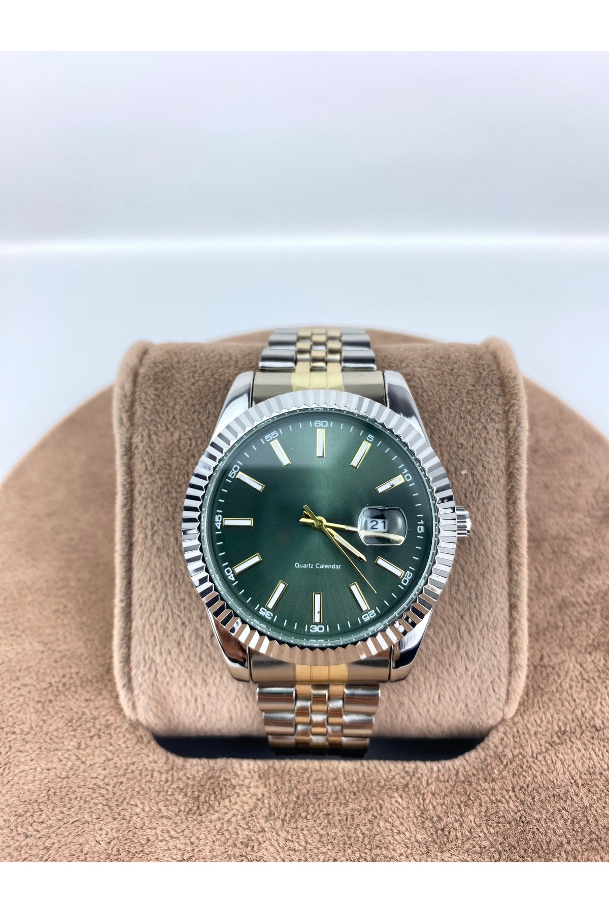 ساعت مچی مردانه استیل گرد کلاسیک مدل تقویم