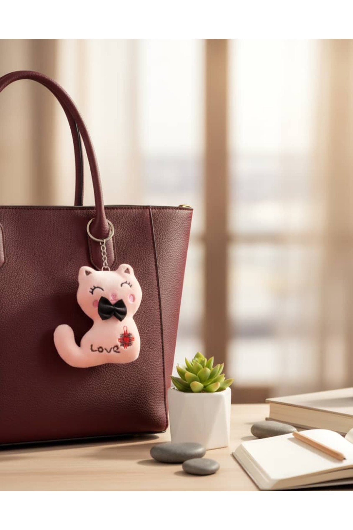 Smile Cat Plush Keychain Key Ring Gift