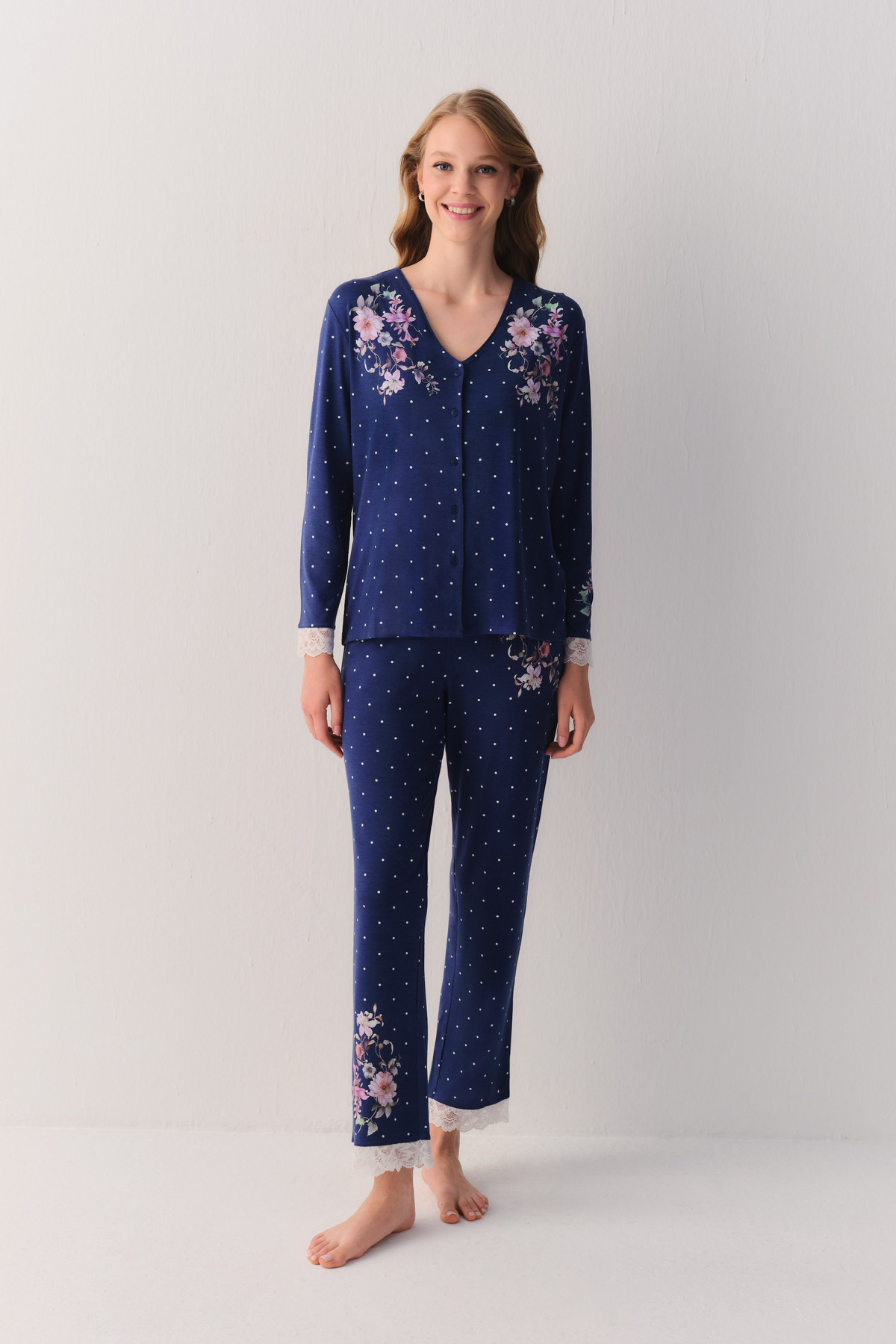 Suwen Jane Shirt Collar Pajama Set