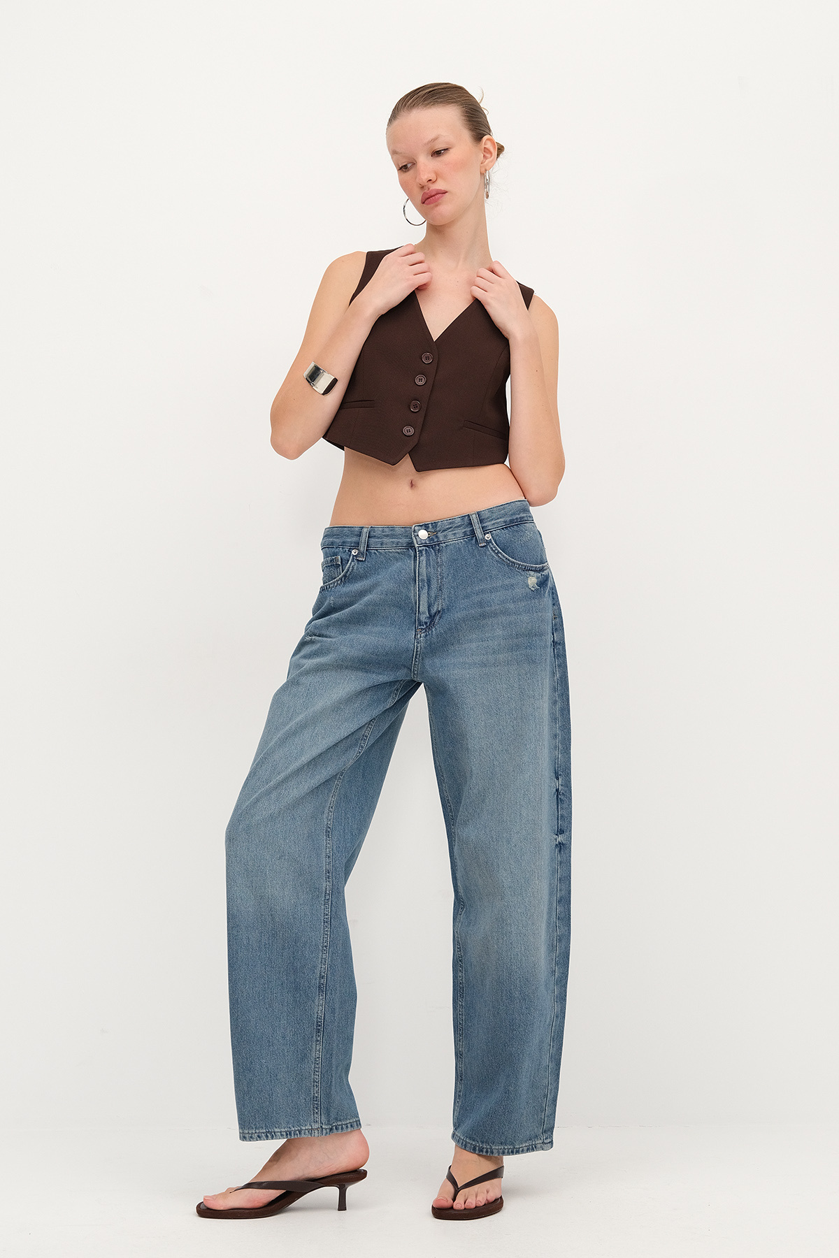 Wide Leg Jean Trousers PN10001