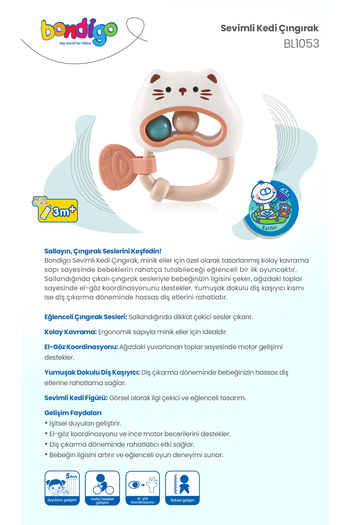 BONDİGO BL1053 Sevimli Kedi Çıngırak fotoğrafı 2 (önizleme)