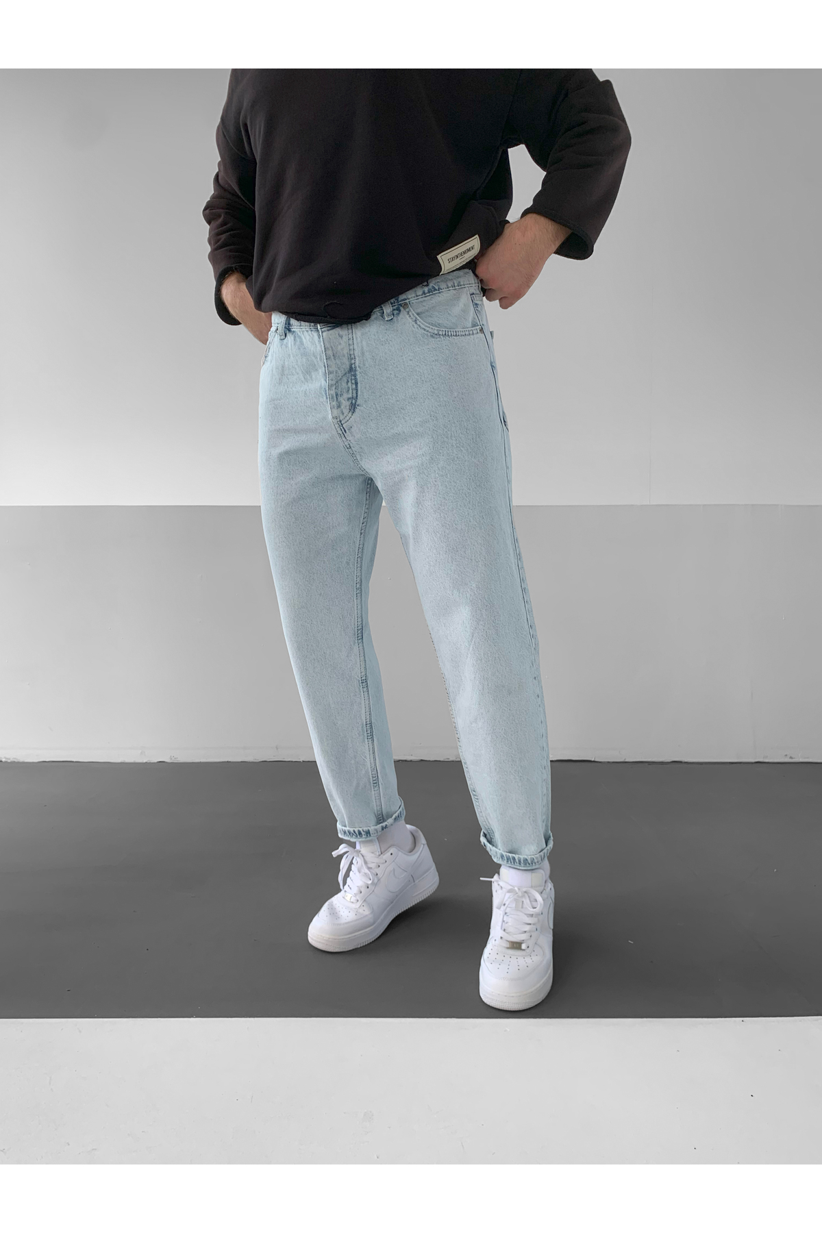 NO1 KONSEPT  Buz Mavisi Yıkamalı Boyfriend Jean Pantolon