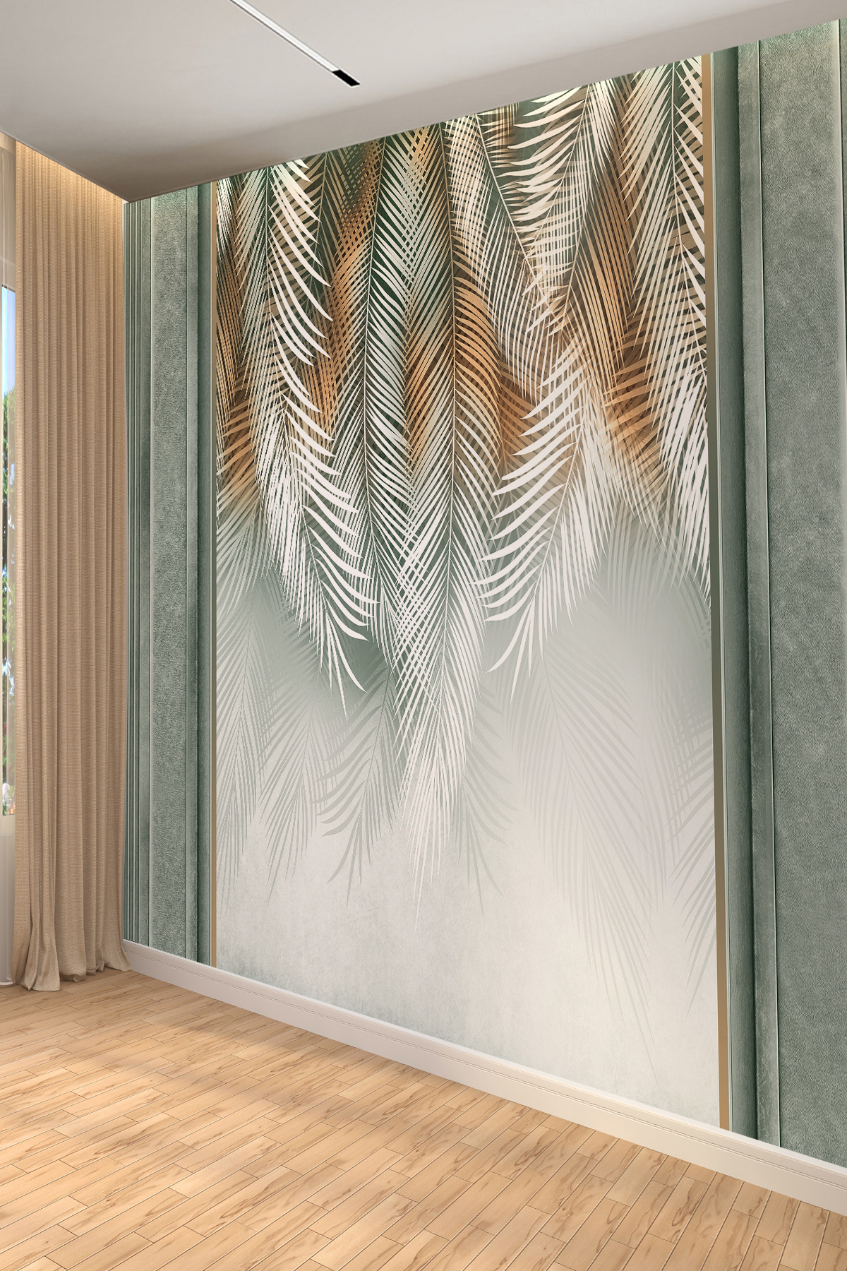 Tropical Palm Leaf One Piece Textile Wallpaper