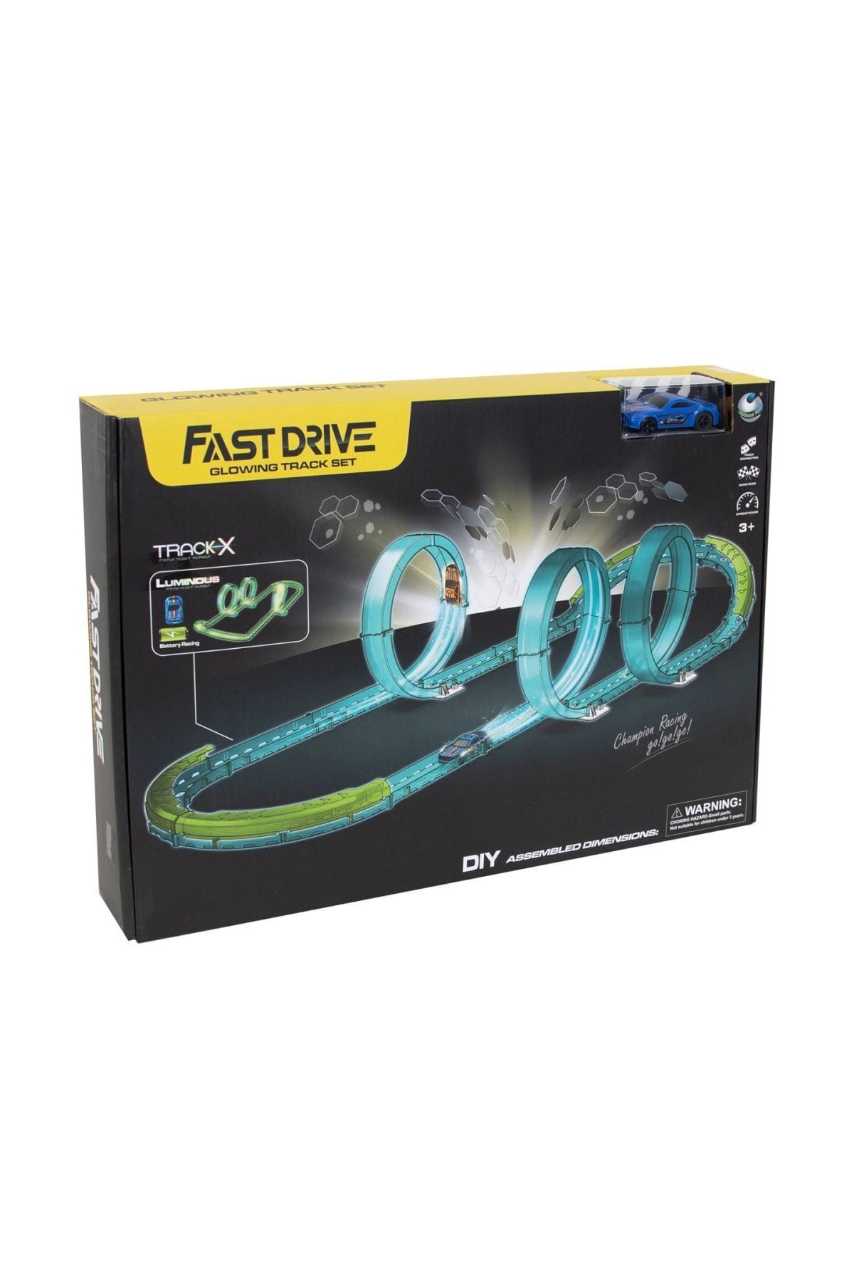 PopŞeker Fast Drive Yarış Seti - Karanlıkta Parlayan Arabalı ve