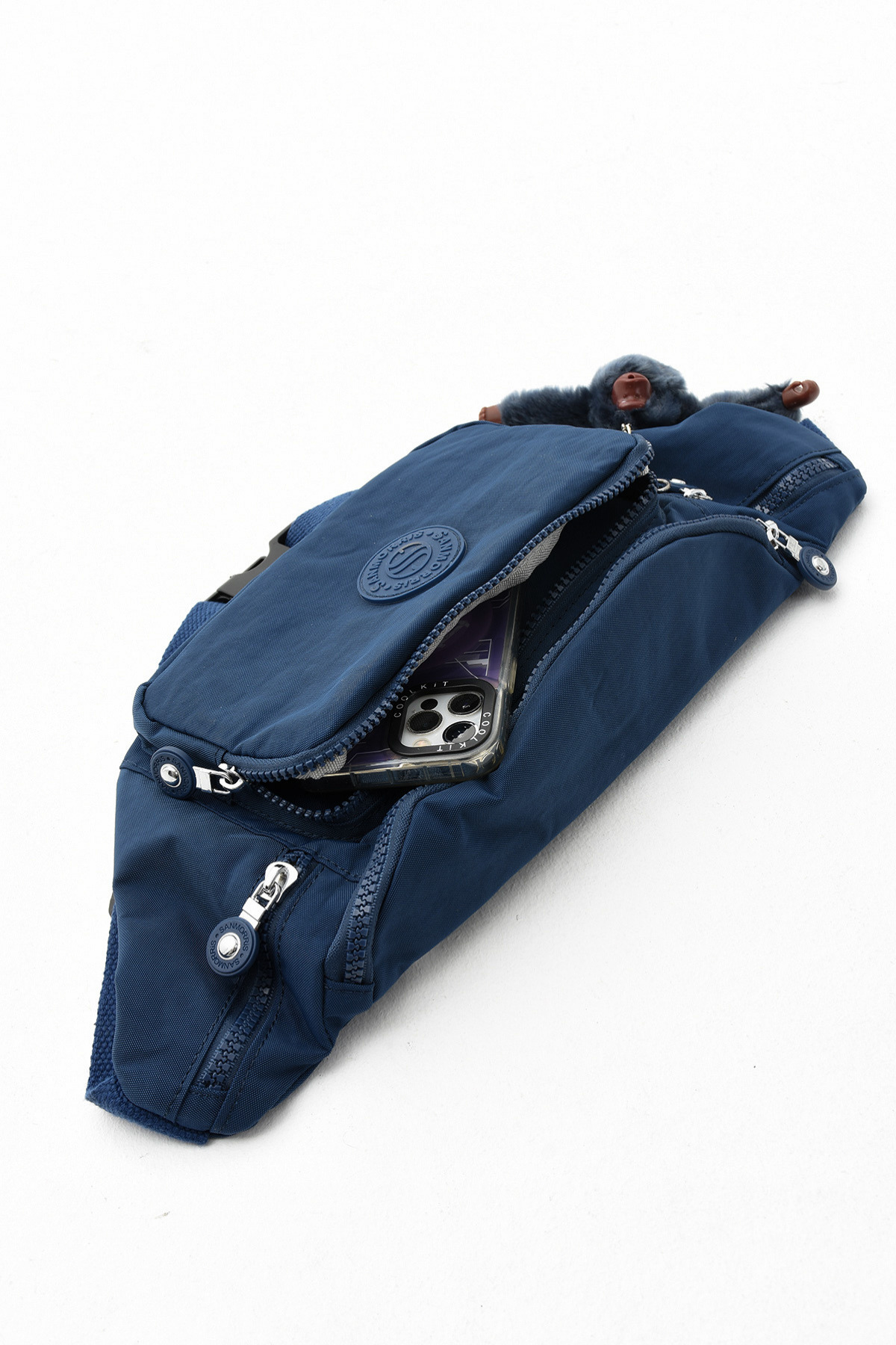 Çantaland  Unısex Krinkıl Kumaş Suya Dayanıklı Çok Gözlü Omuz Ve Bel Çantası + Maymun Anahtarlık Hediyeli - Görsel 4