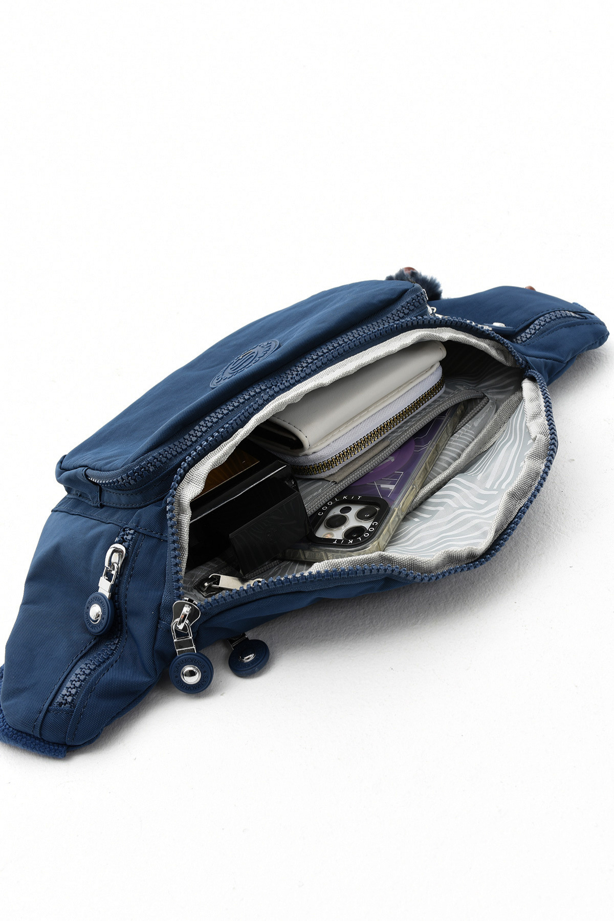 Çantaland  Unısex Krinkıl Kumaş Suya Dayanıklı Çok Gözlü Omuz Ve Bel Çantası + Maymun Anahtarlık Hediyeli - Görsel 5