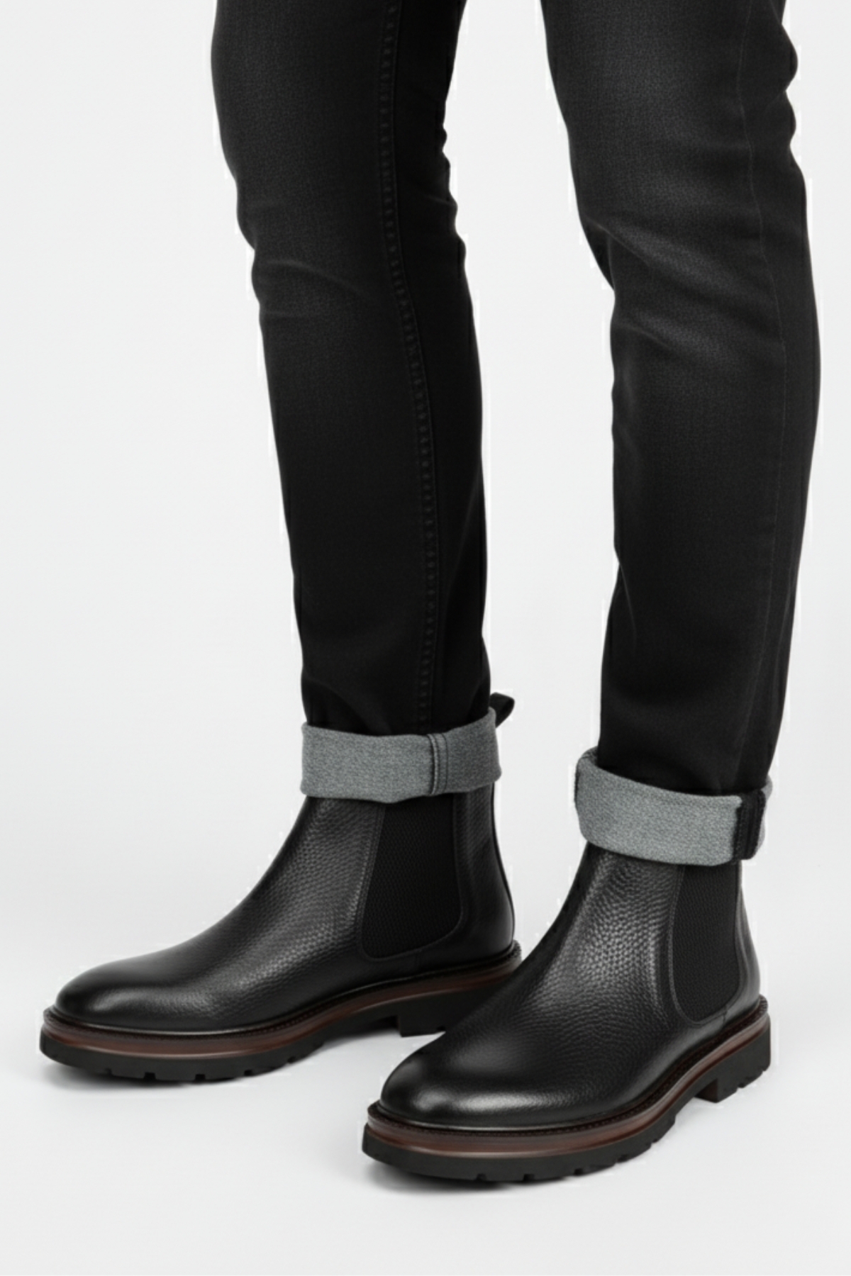 LUSIVE  Hakiki Deri Siyah Ultra Hafif ve Rahat Chelsea Erkek Bot LUASS27AL0042 - Görsel 4