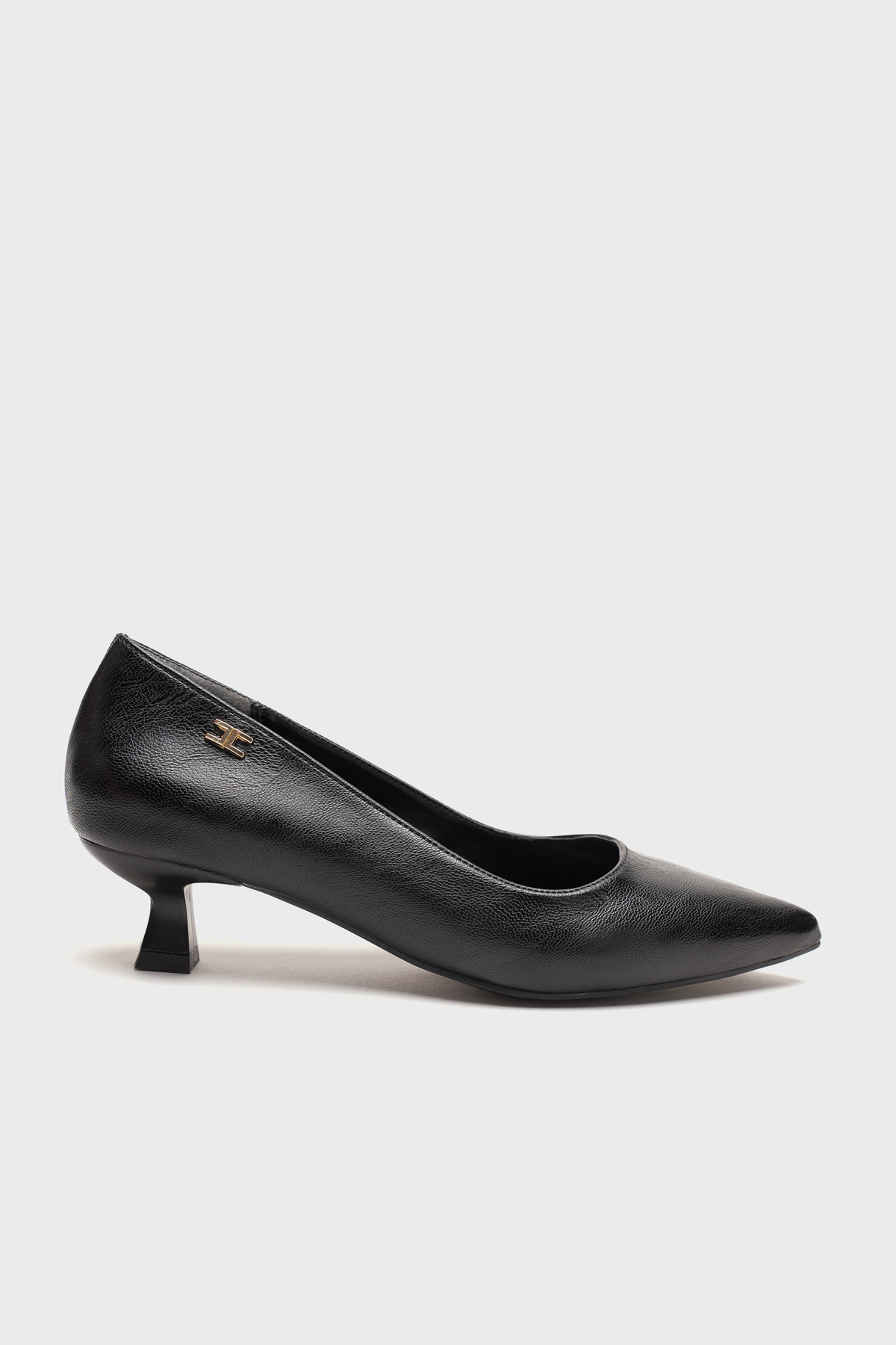 Doss Black Skin Leather 4cm Low Heel Pointed Toe Stiletto Comfortable Lightweight Women's Shoes
