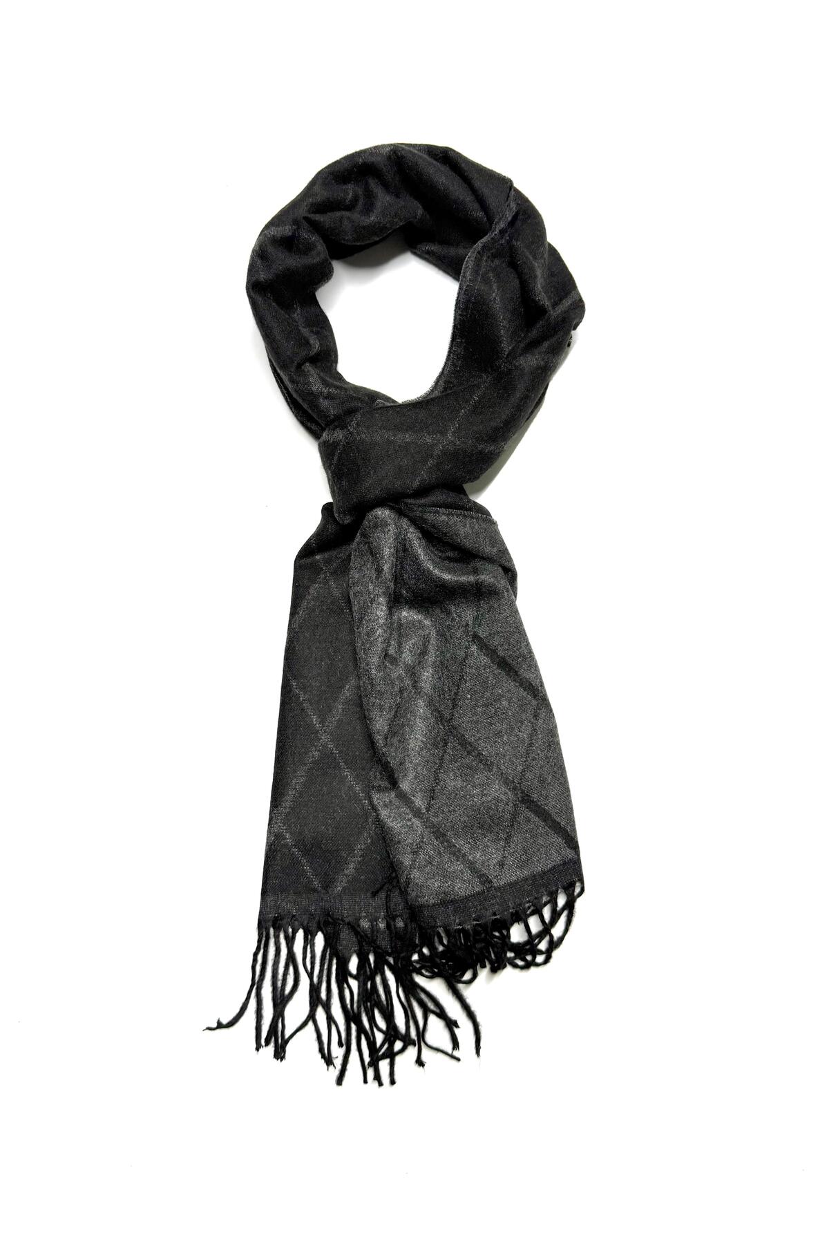  روسری راه راه مشکی و خاکستری