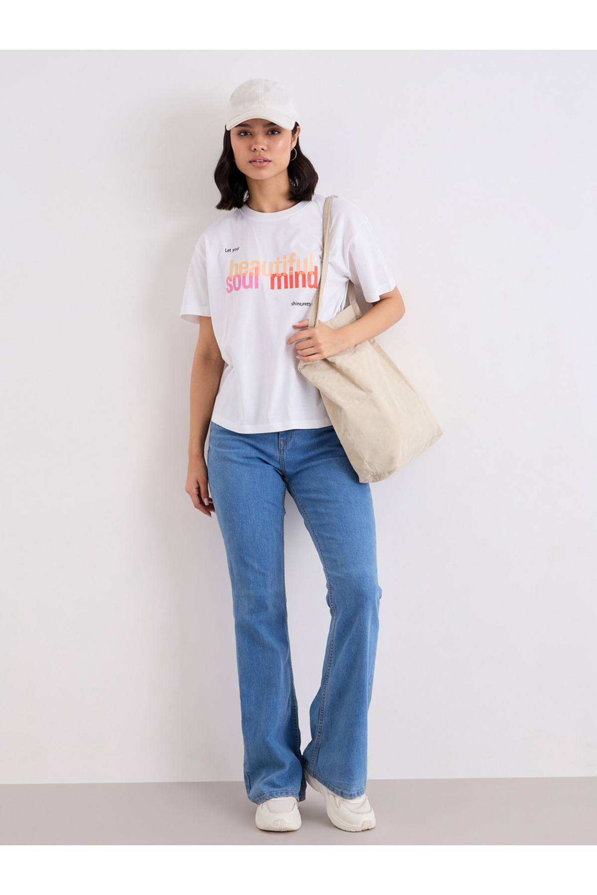 Styli Slogan Print Round Neck T-Shirt