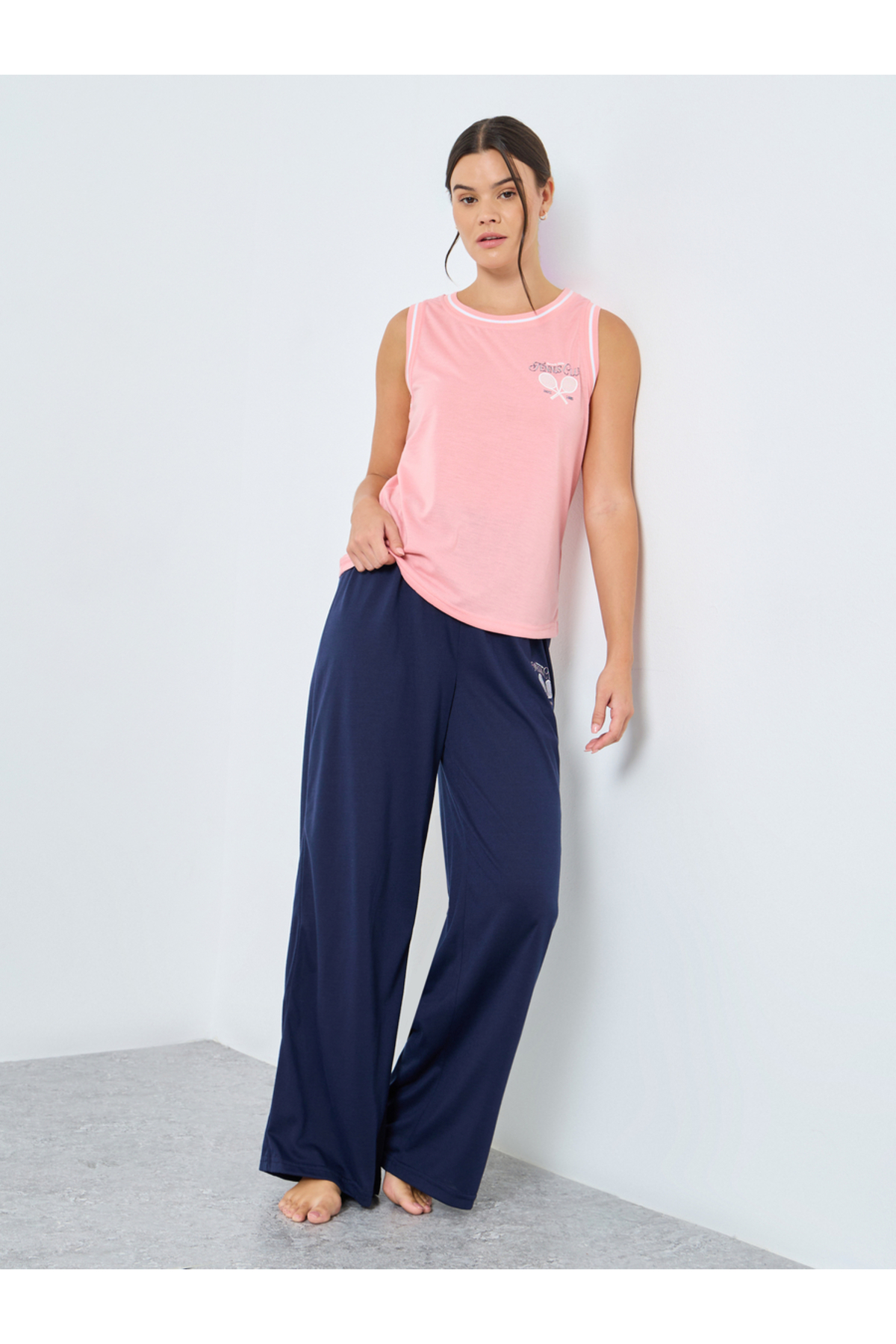 Styli Tennis Club Sport Stripe Tank and Pyjama Set