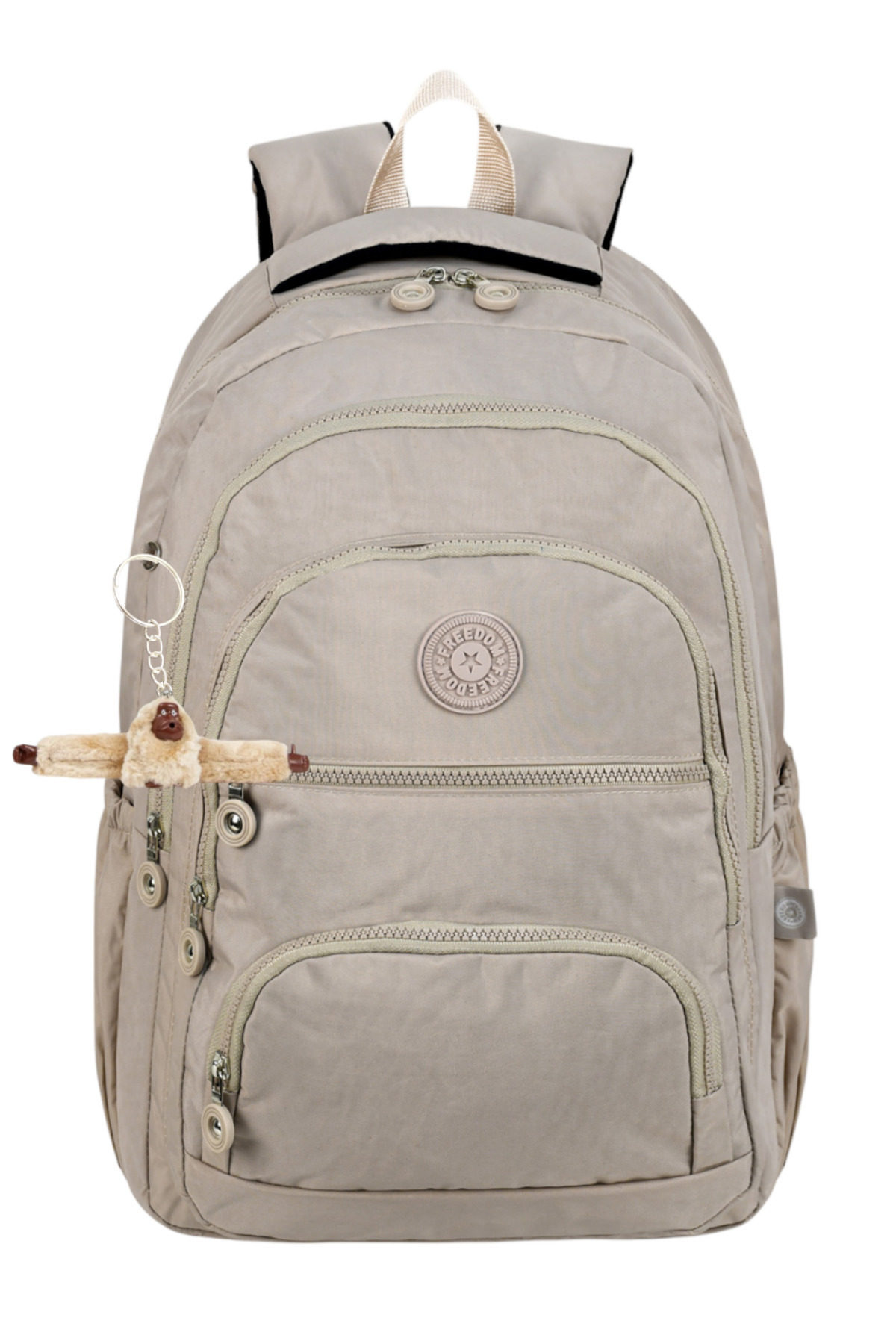 Çanta Trend Mega Boy Krem Unisex Ayarlanabilir Ortapedik Askılı Çok Gözlü Laptop Bölmeli Okul Çantası