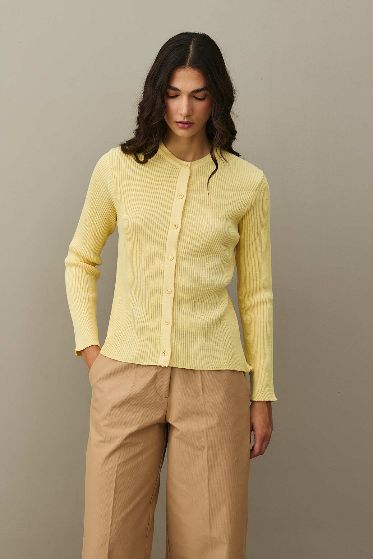 Fahhar Simli Fitilli Hırka Sarı görsel 4