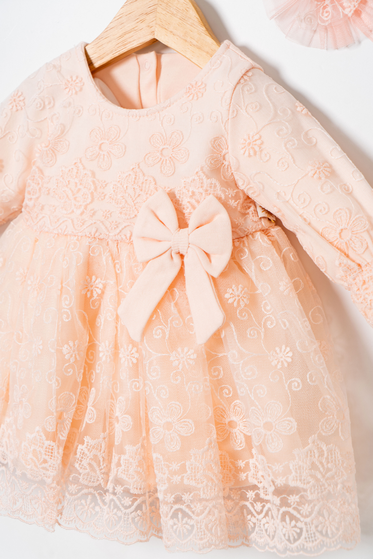 Miniday Baby Kız Bebek Mevlütlük Elbise Bandanalı Dantelli fotoğrafı 7 (önizleme)