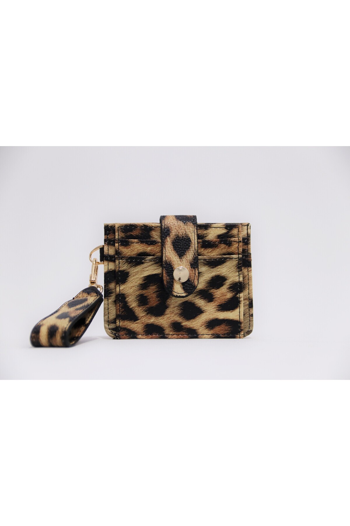 SHIKIRTI Leopar Renk Soft Suni Deri Anahtarlık ve Kartlık Detaylı Cüzdan-Kartlık (Kutulu Gönderim)