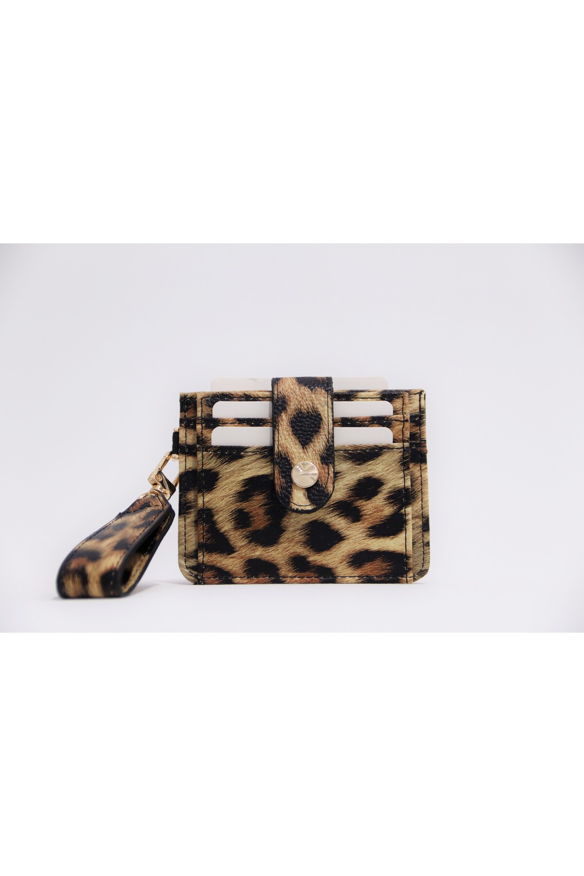 SHIKIRTI BAG STORE Leopar Renk Soft Suni Deri Anahtarlık ve Kartlık Detaylı Cüzdan-Kartlık (Kutulu Gönderim) görsel 2