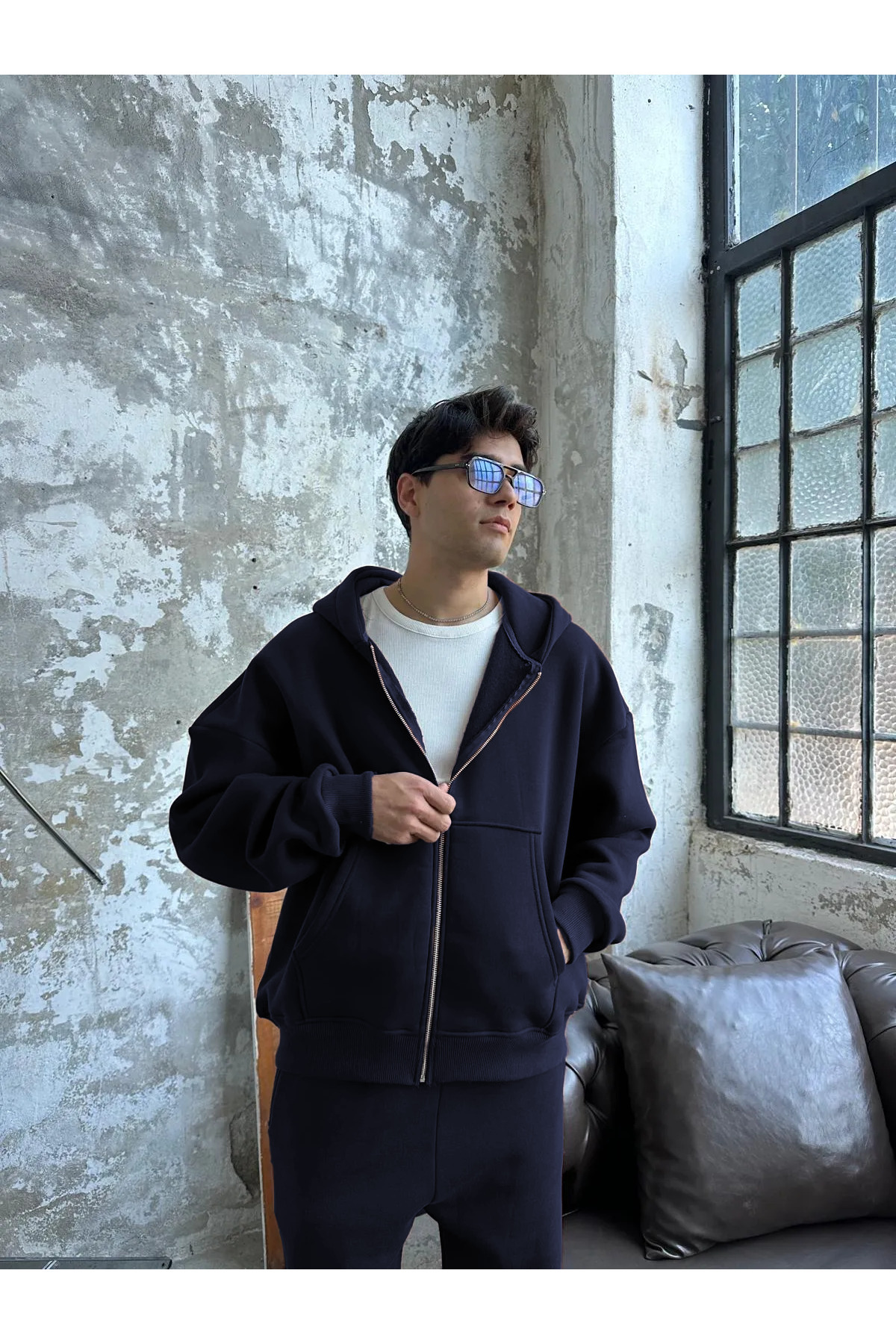 BARLİZ Erkek Ve Kadın Oversize Basic Baskısız Fermuarlı Hırka