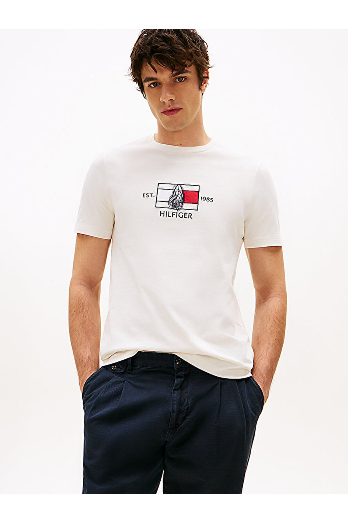 تامی هیلفیگر تی شرت مردانه طرح هیلفیگر مدل پرچم مخصوص قایق‌رانی