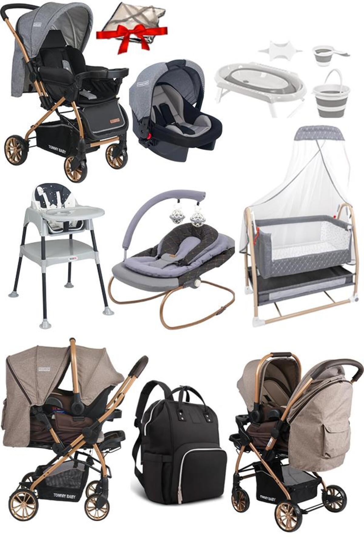 Tommybaby 11 Parça Çeyiz Seti Bebek Arabası,Puset,Anne Yanı Beşik,Anakucağı,Mama Sandalyesi,KüvetTakımı,BebekB