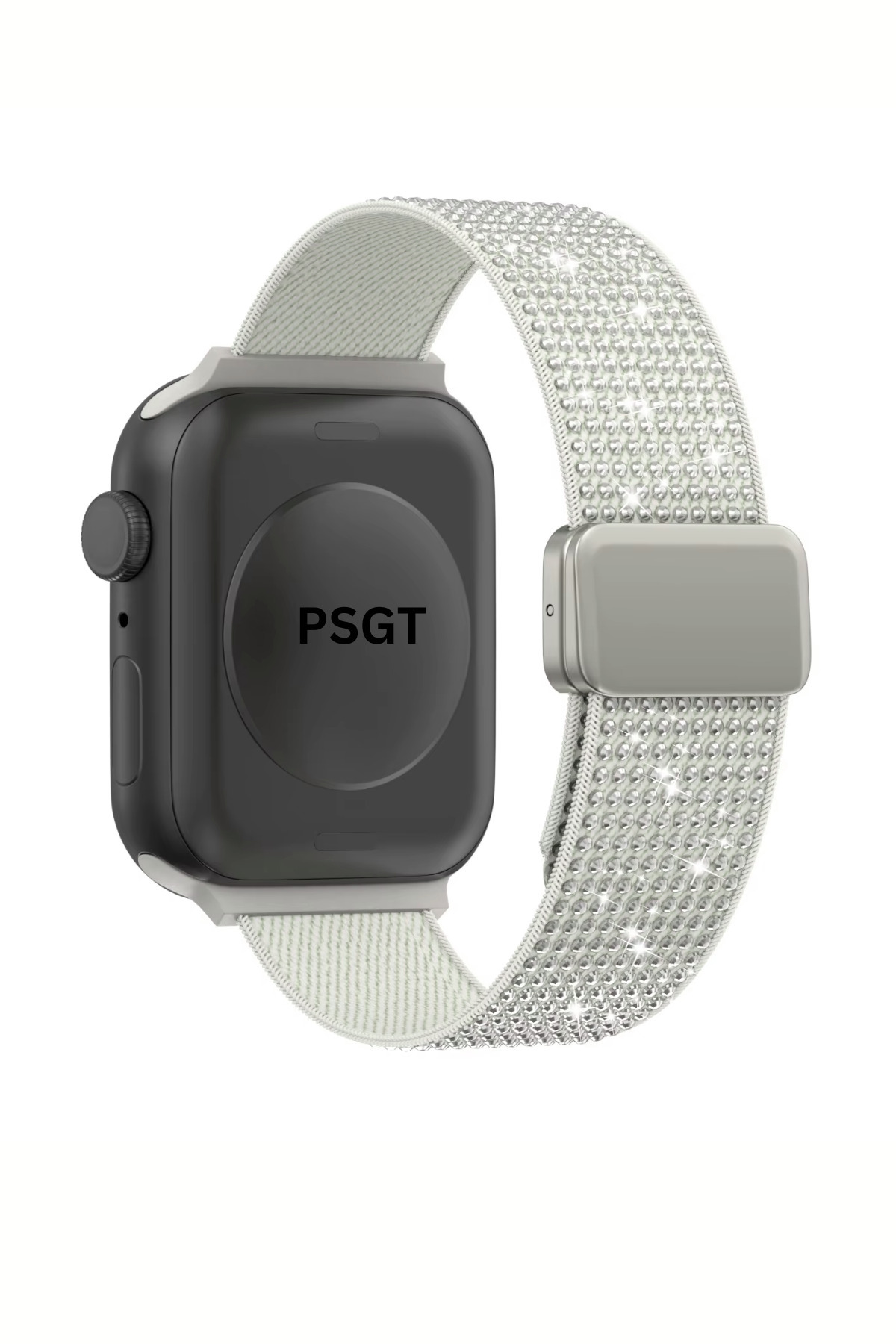 PSGT Lüks Sparkle Elmas Manyetik Kayış Apple Watch 3/4/5/6/se/7/8/9-42-44-45-49mm-S10(46MM) Kumaş Taşlı